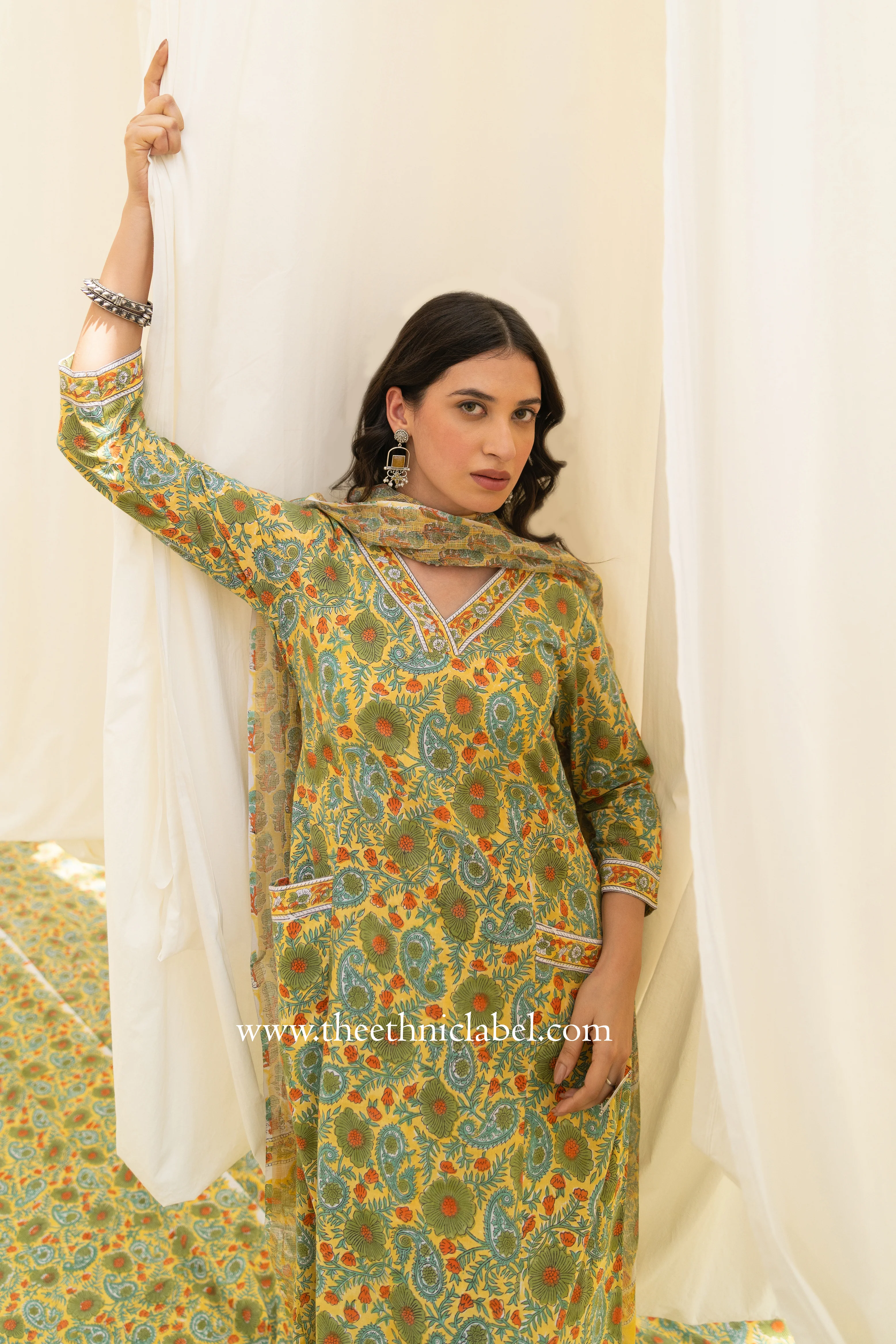 "Banira" A line Kurta Set with Kota Doria Dupatta (3pc) - Image 3