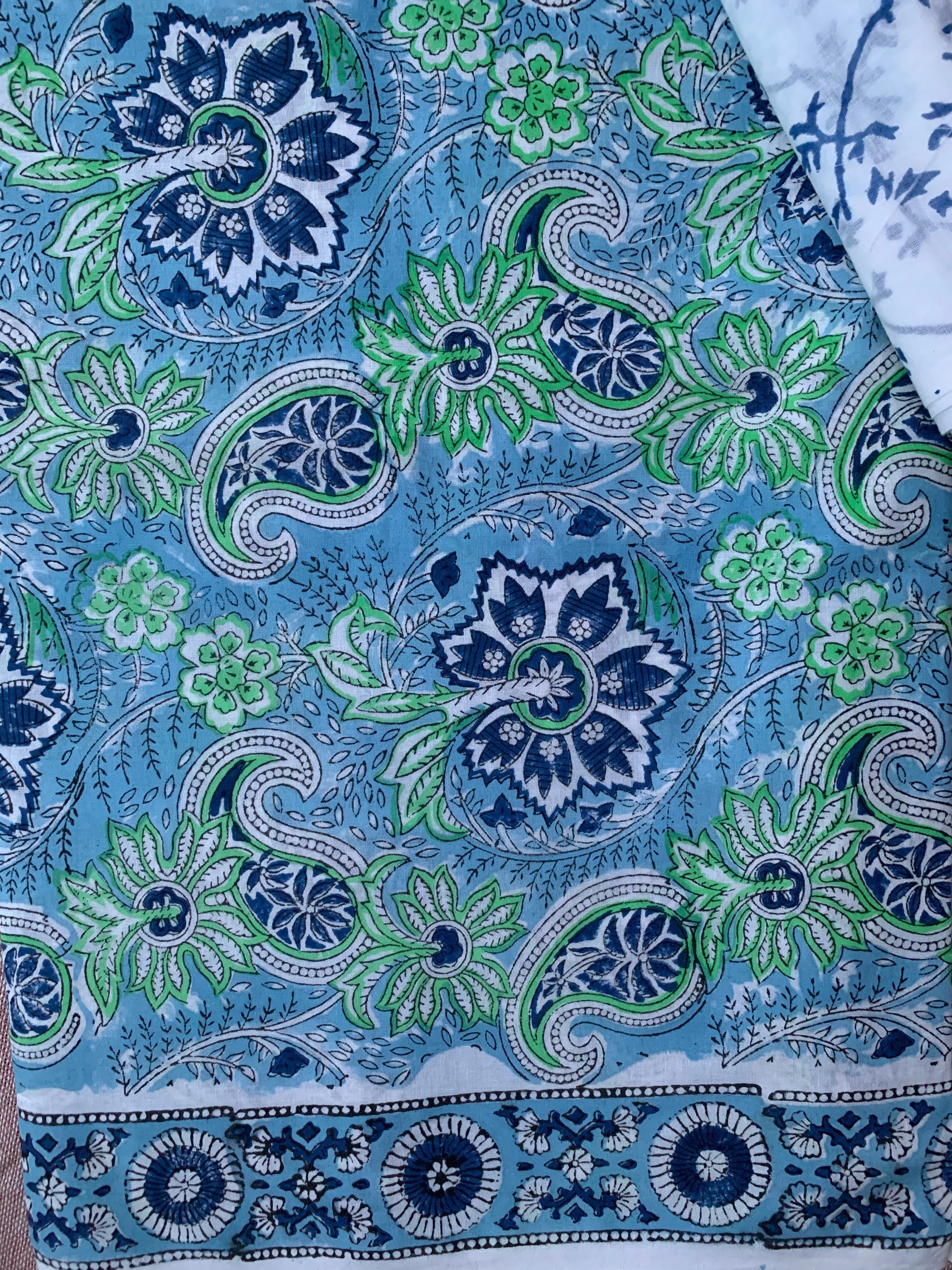 Blue-Green Unstitched Suit Set with Dupatta - Image 3