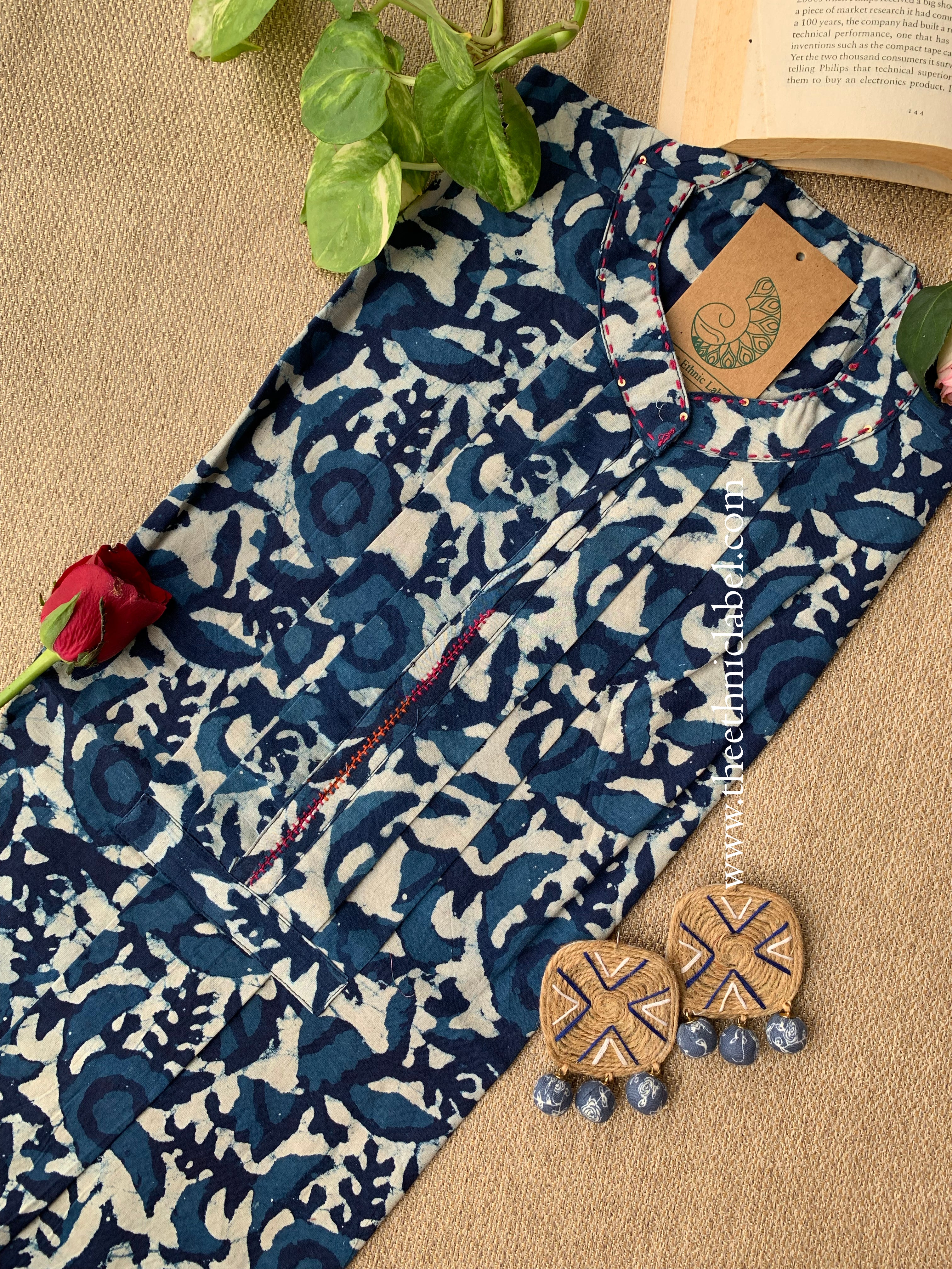 "Dabu" Block Printed Cotton Short kurta - Image 6