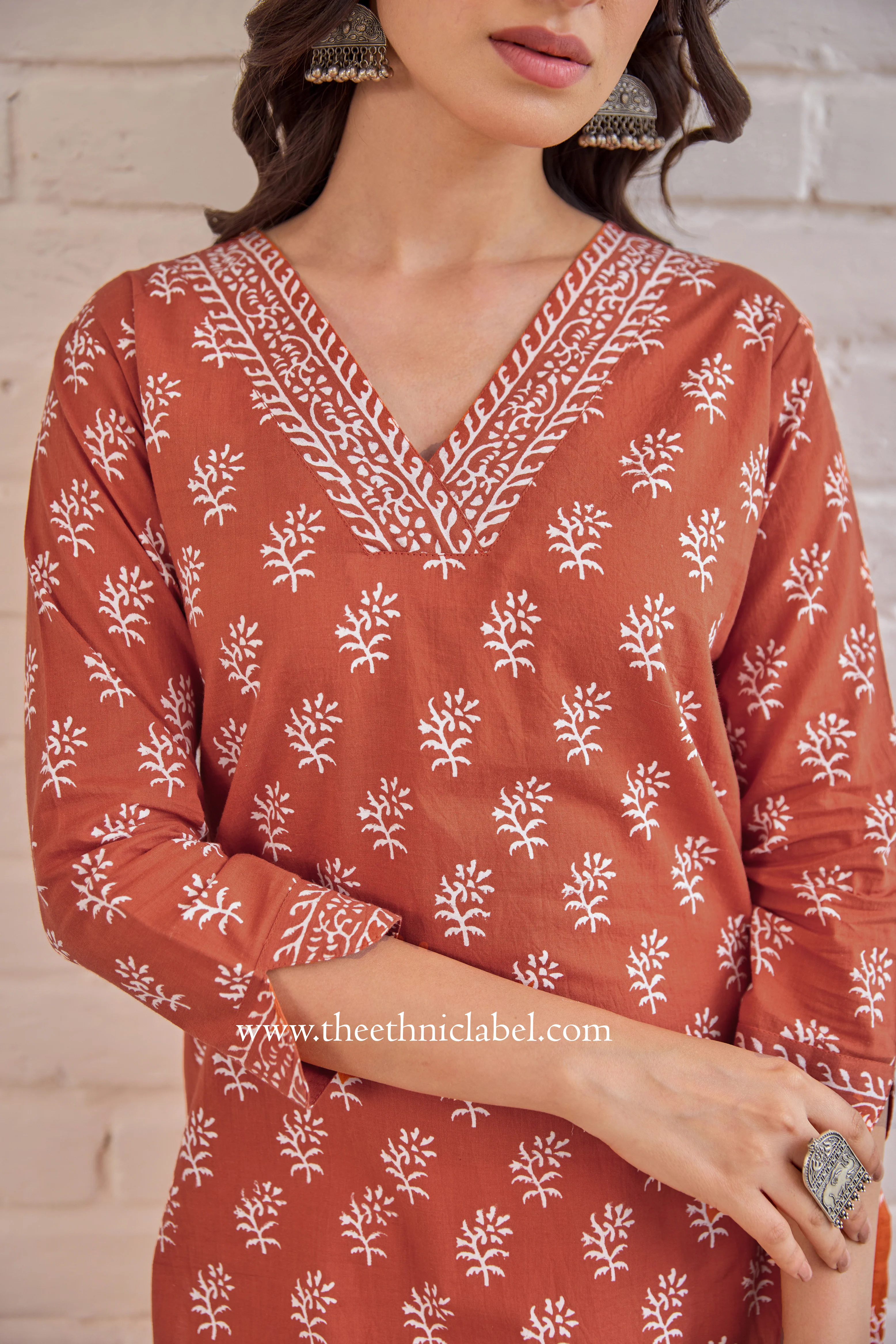 "Deepika" Hand Block Printed Cotton kurta - Image 3