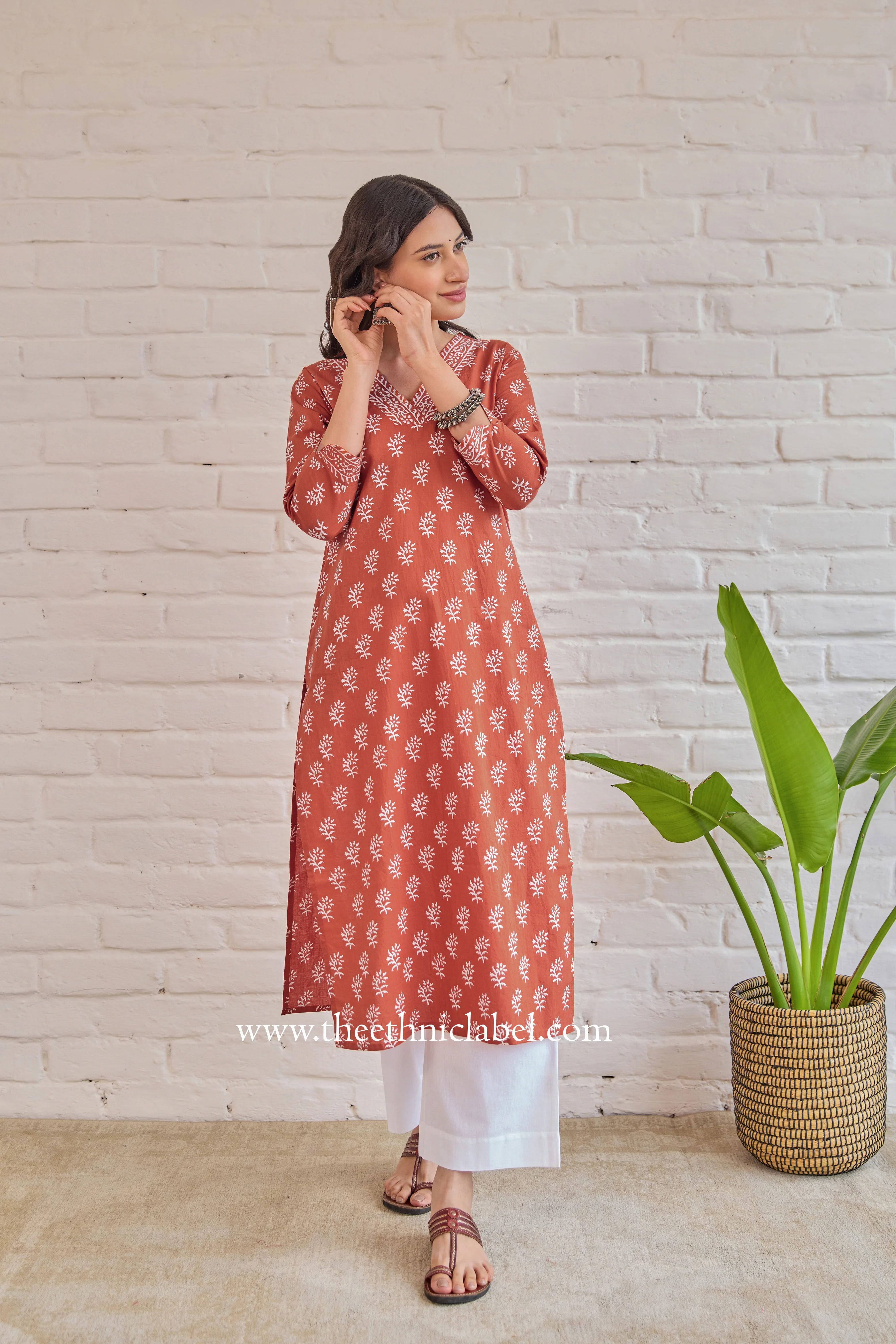 "Deepika" Hand Block Printed Cotton kurta - Image 4
