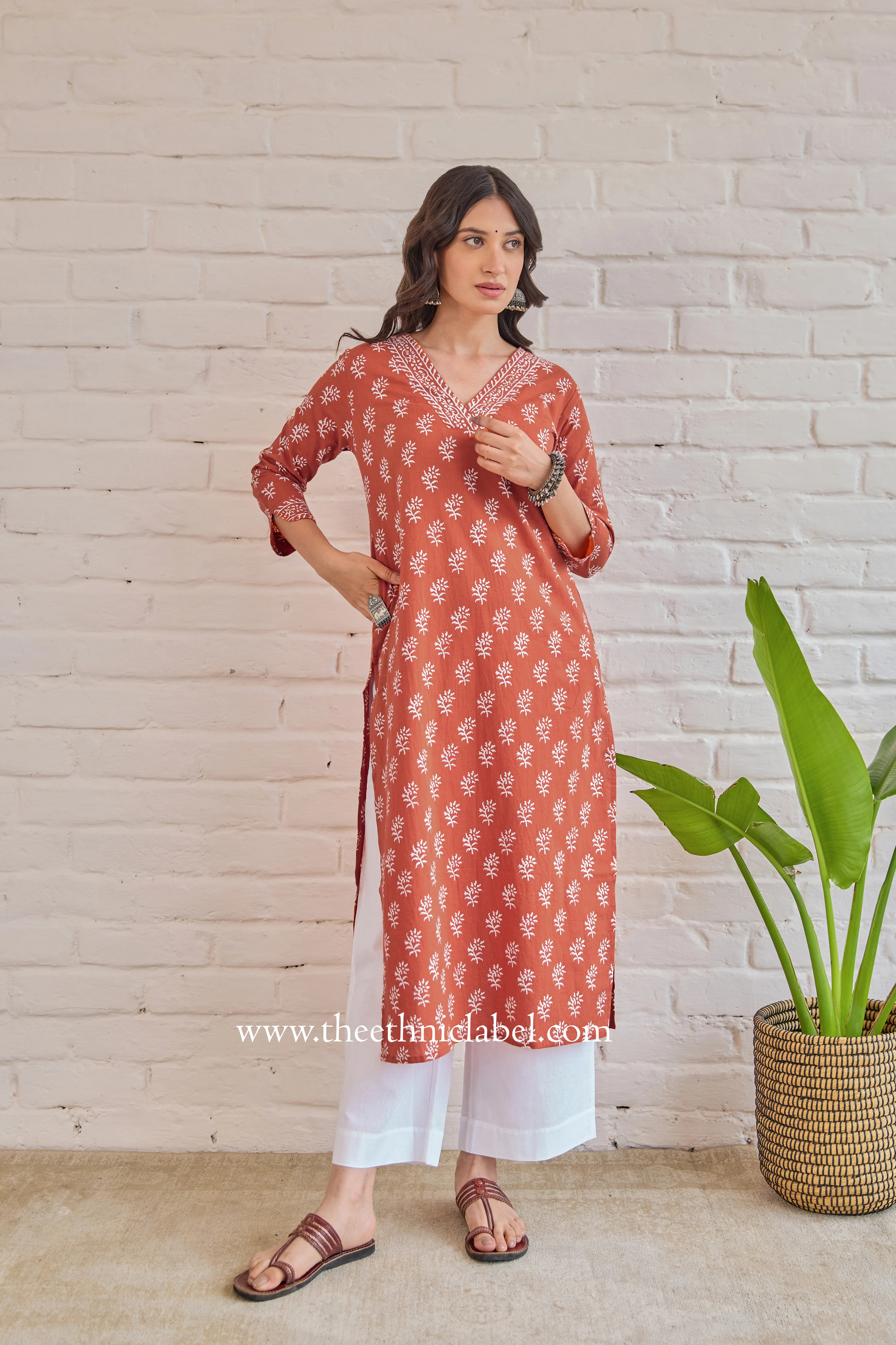 "Deepika" Hand Block Printed Cotton kurta - Image 5