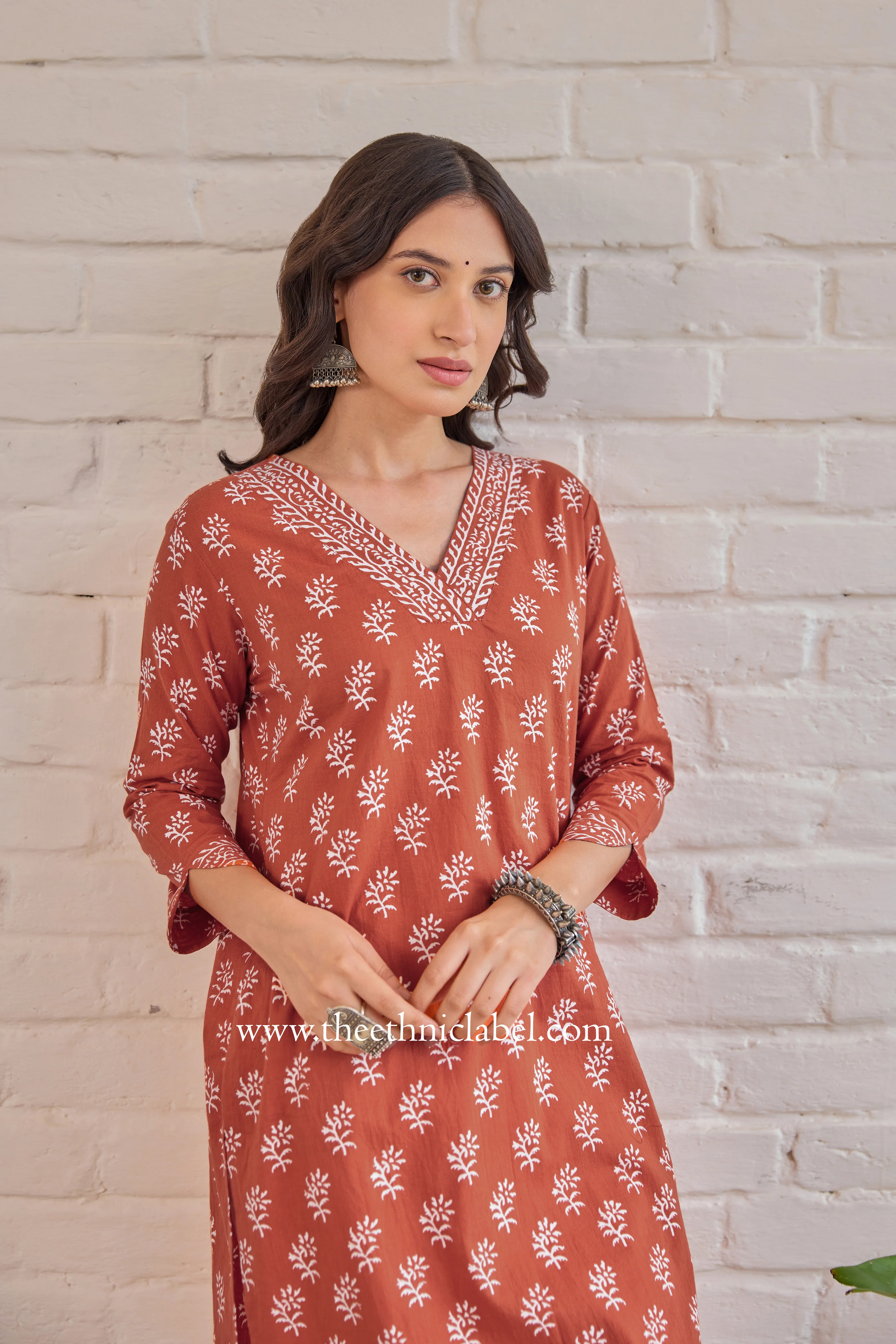 "Deepika" Hand Block Printed Cotton kurta - Image 6