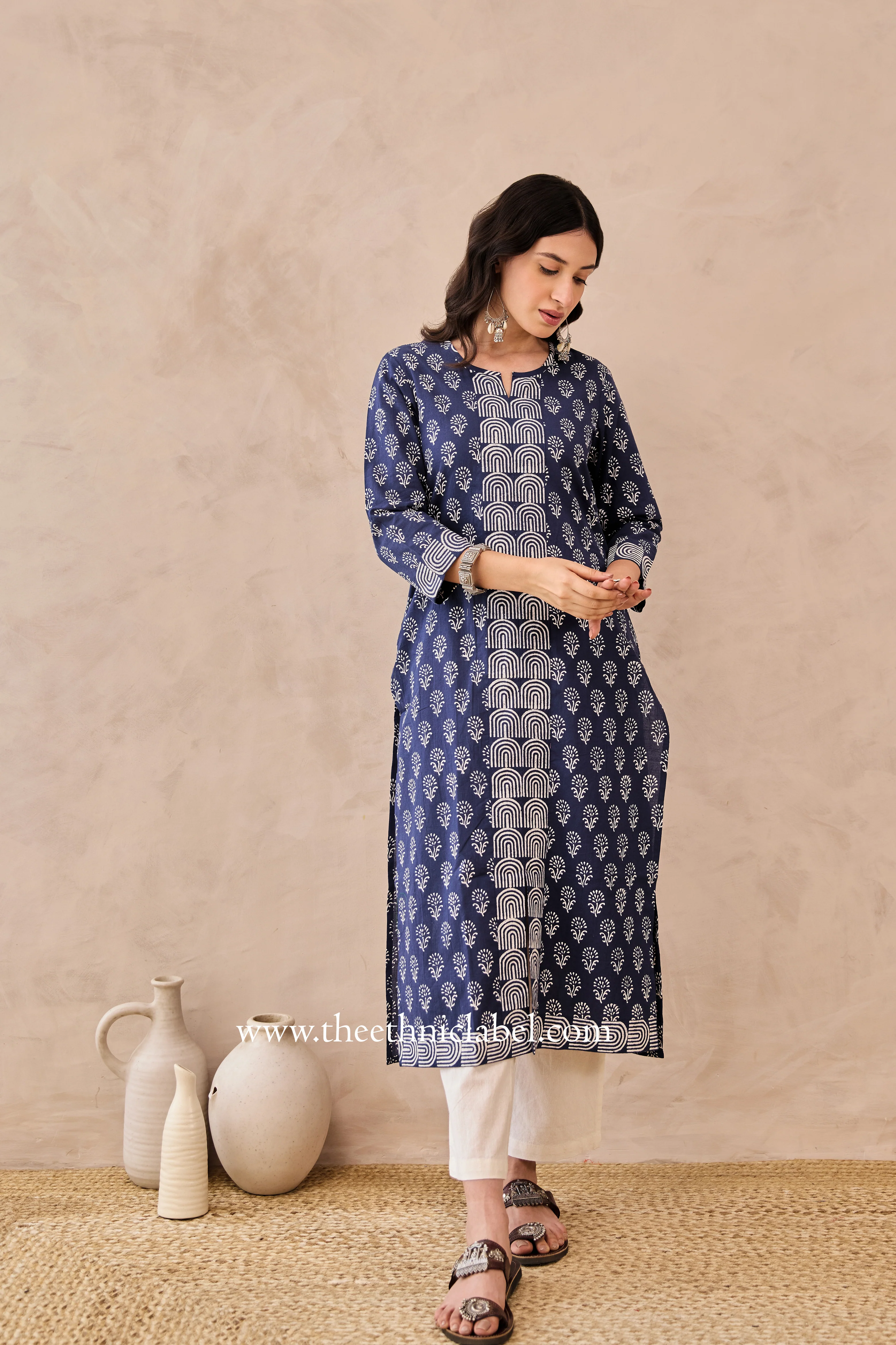 "Feroza" Hand Blockprinted Cotton Kurta - Image 4