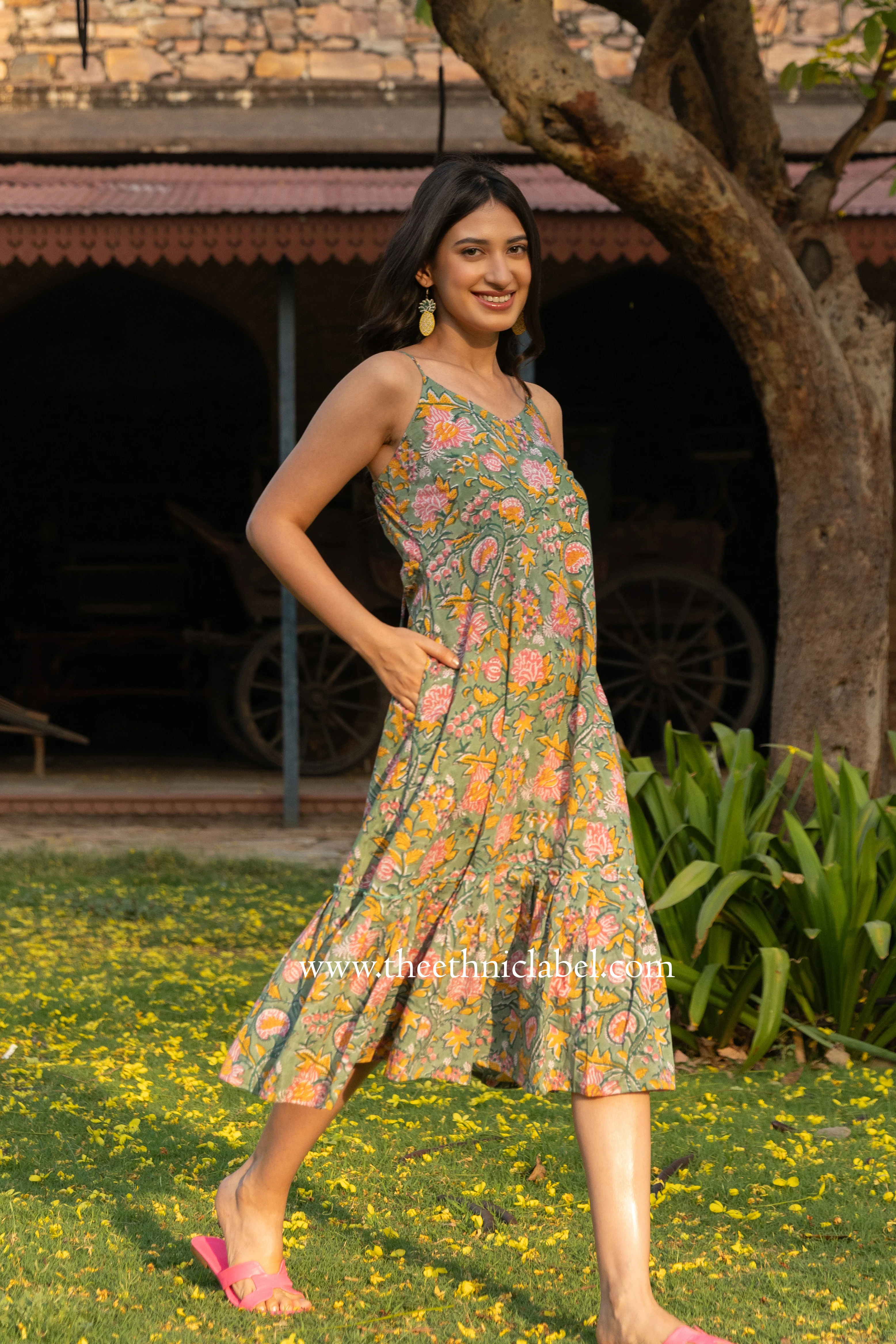 "Phi Phi" Hand Block Printed Cotton Dress - Image 5