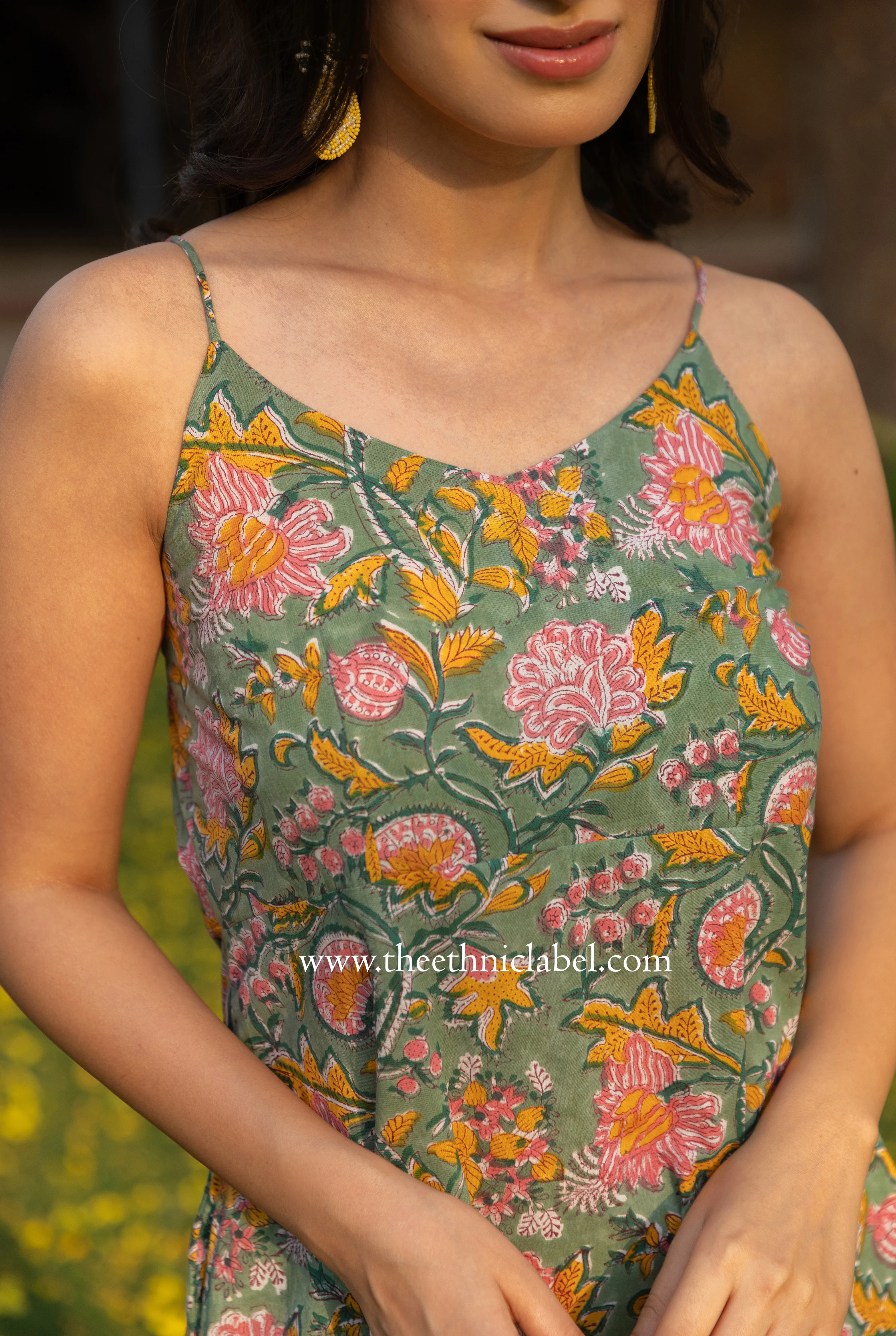 "Phi Phi" Hand Block Printed Cotton Dress - Image 8