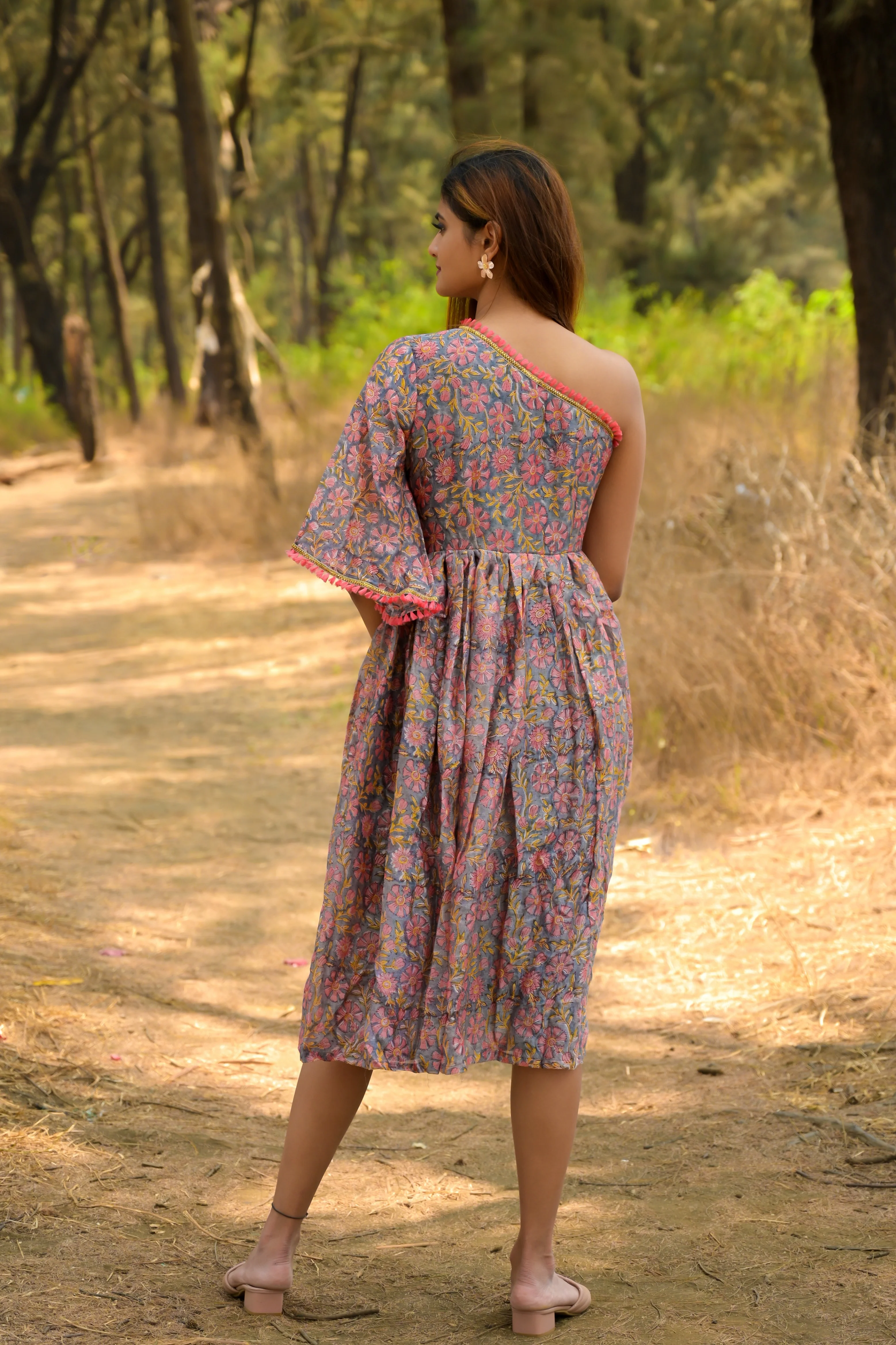Grey 'Glorious' Printed Chanderi Dress - Image 5