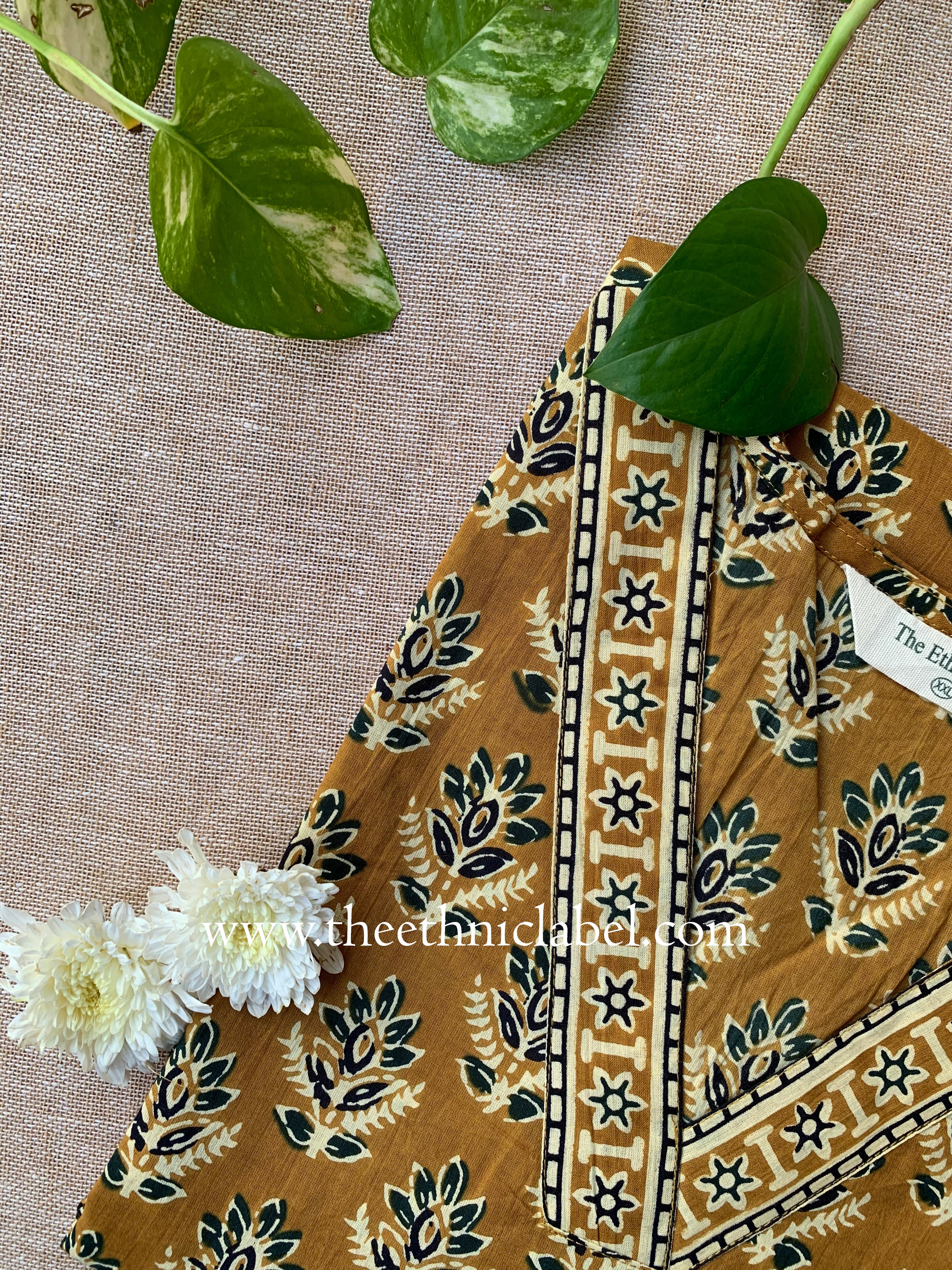 "Gunjal" Hand Block Printed Cotton kurta - XXL - Image 4