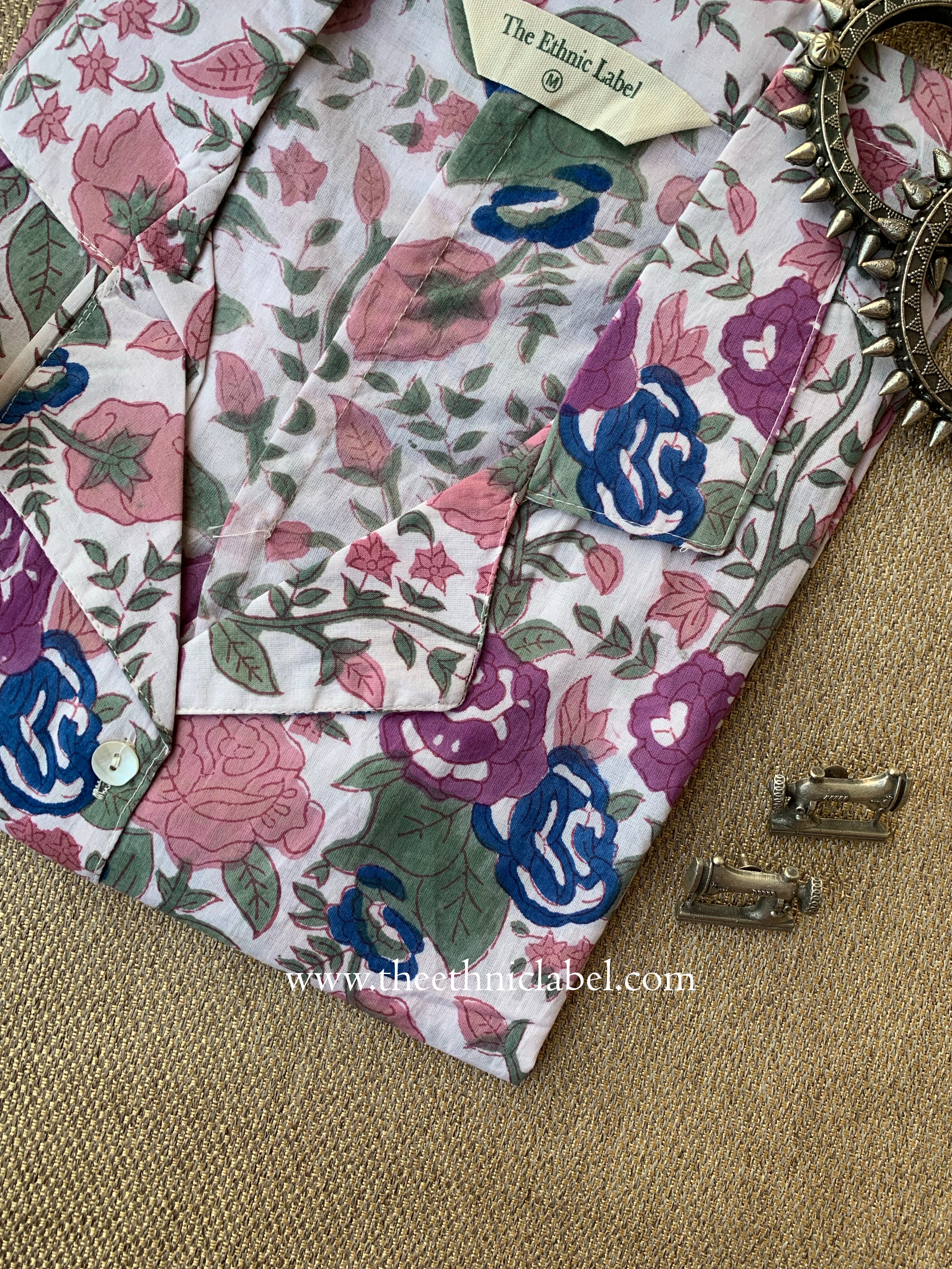 "Kavya" Hand Block Printed Cotton Shirt - Image 3