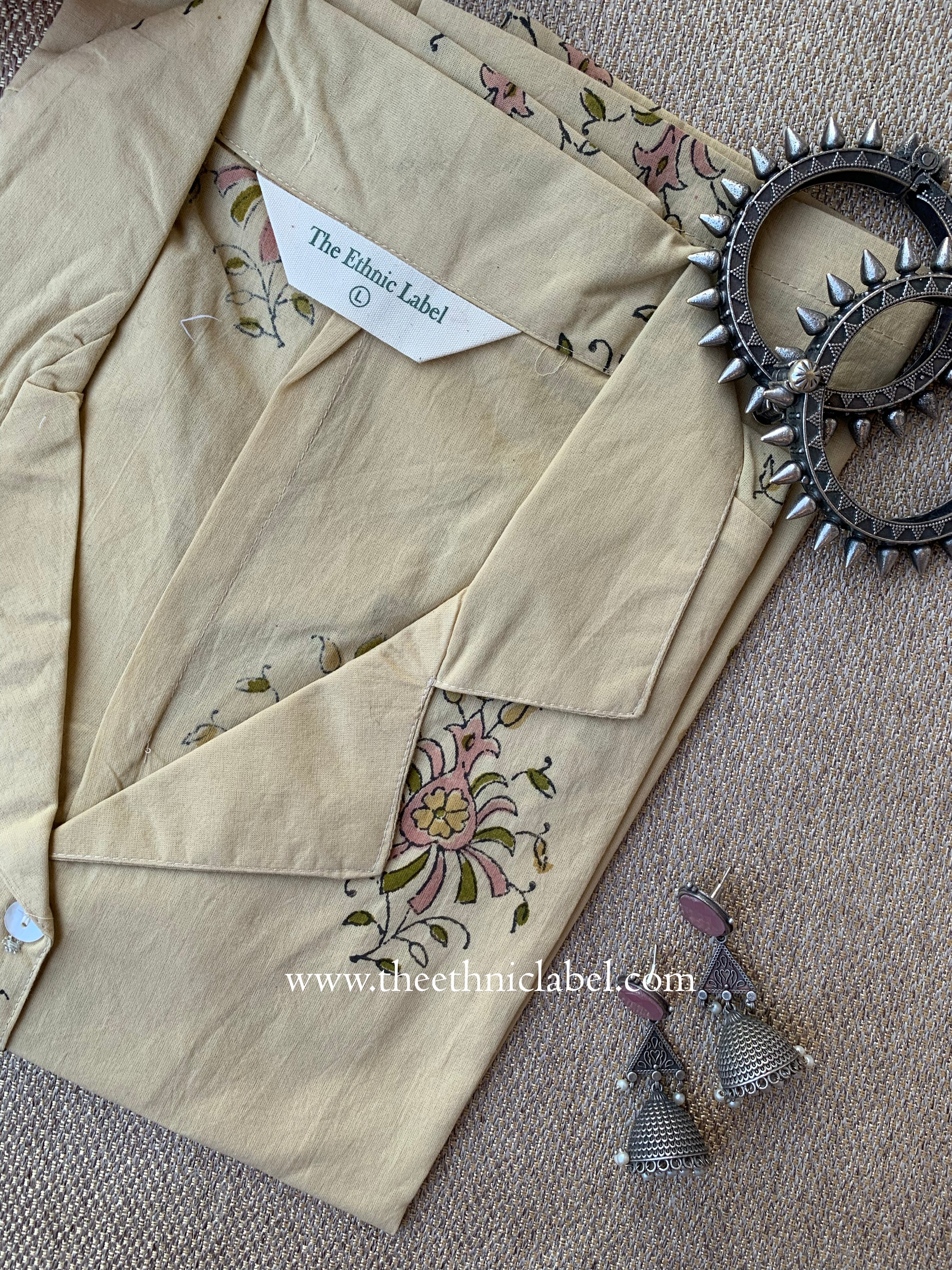 "Ketaki" Hand Block Printed Cotton Shirt - Image 4