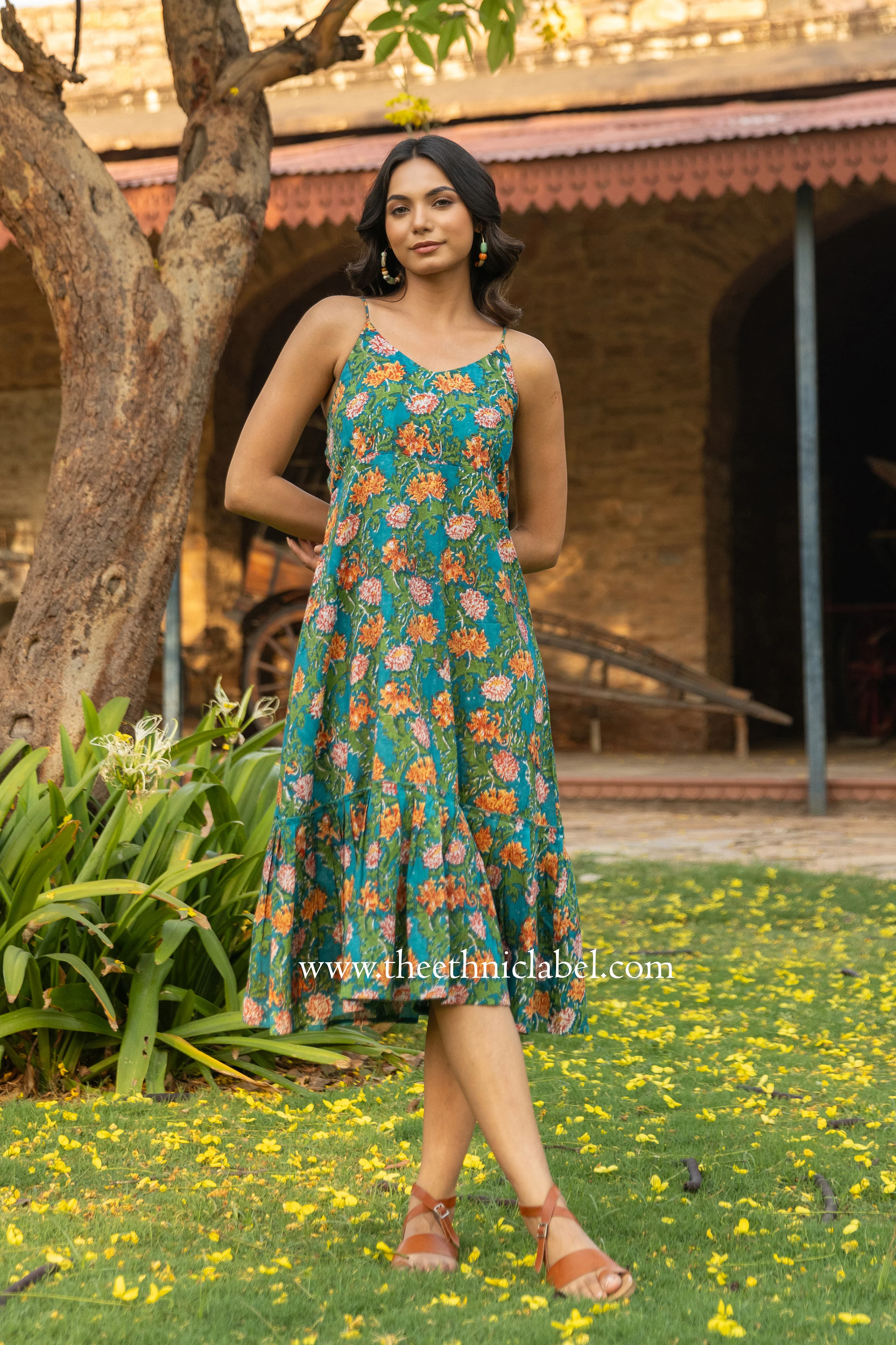 "Koh Samui" Hand Block Printed Cotton Dress - Image 3