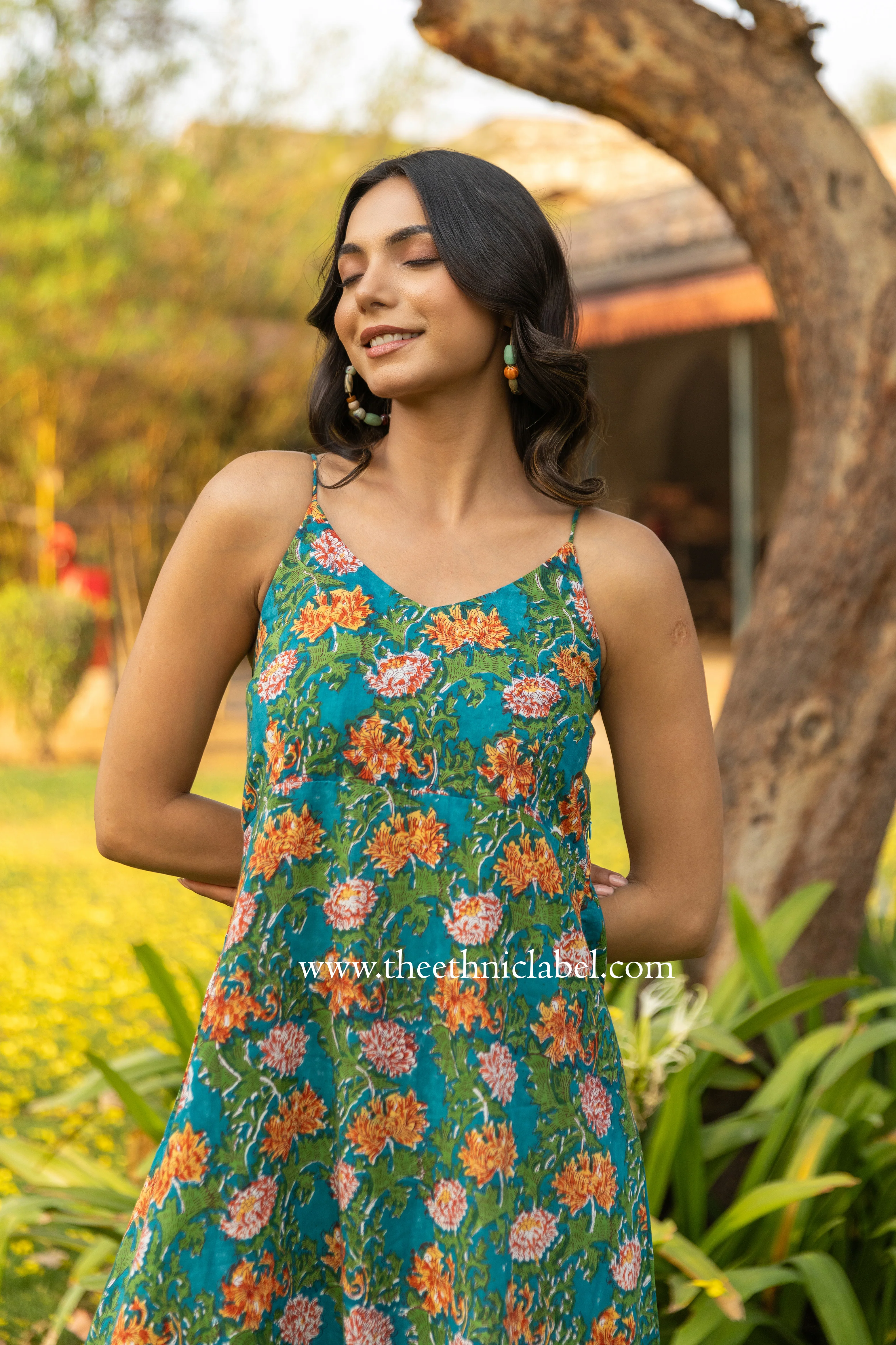 "Koh Samui" Hand Block Printed Cotton Dress - Image 5