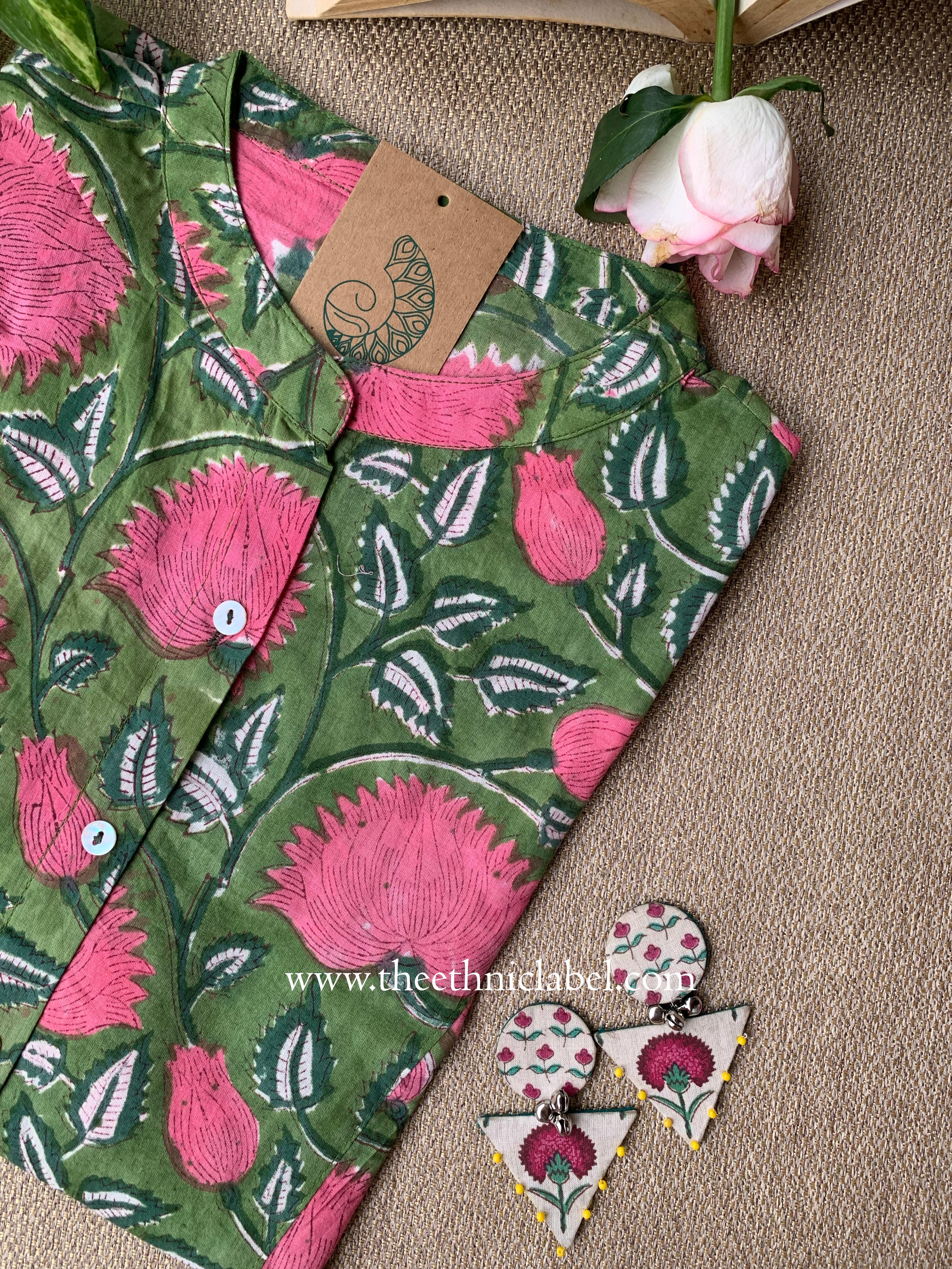 "Lekha" Block Printed Cotton Short kurta - Image 3