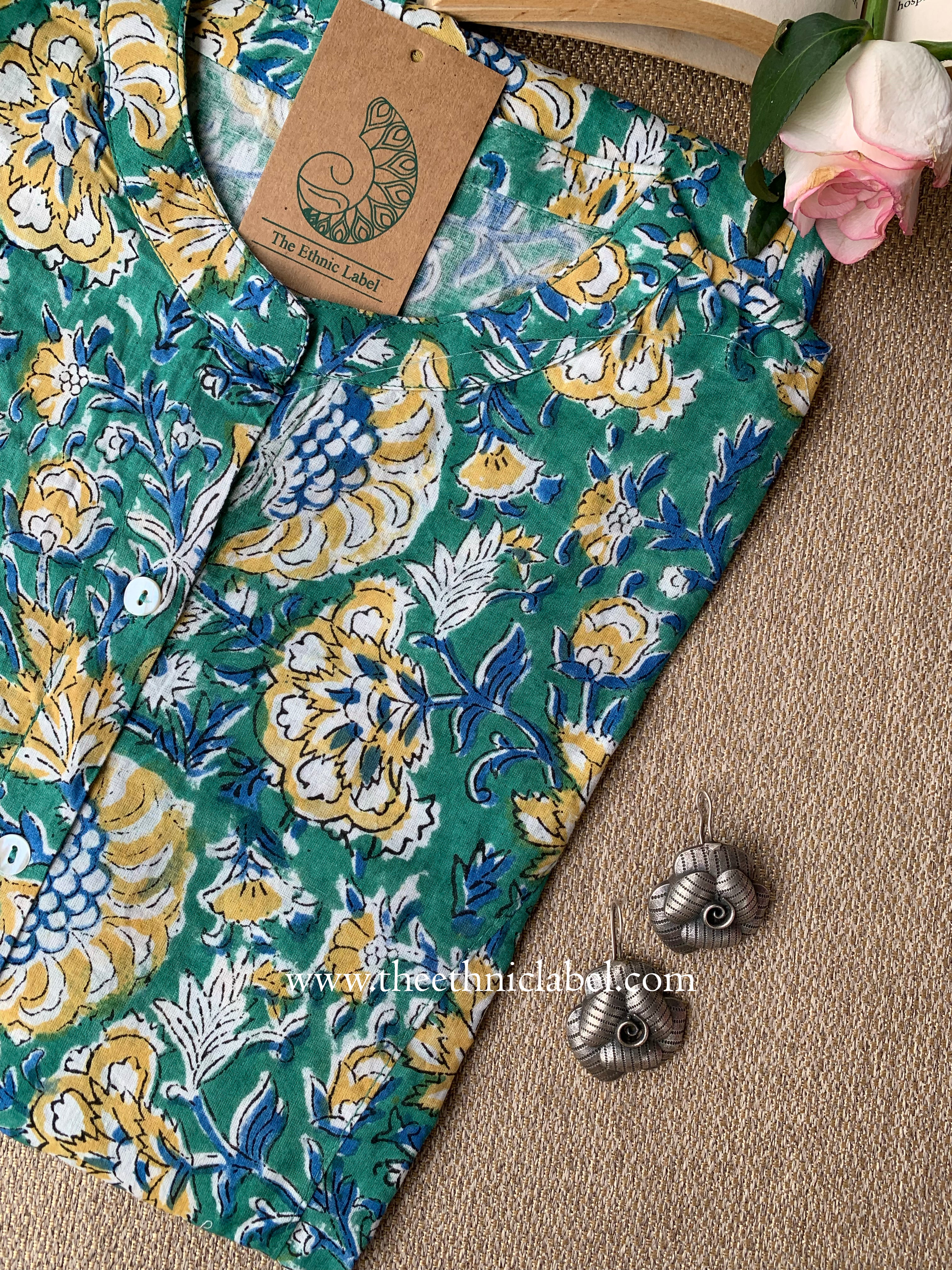 "Mahru" Block Printed Cotton Short kurta - Image 4