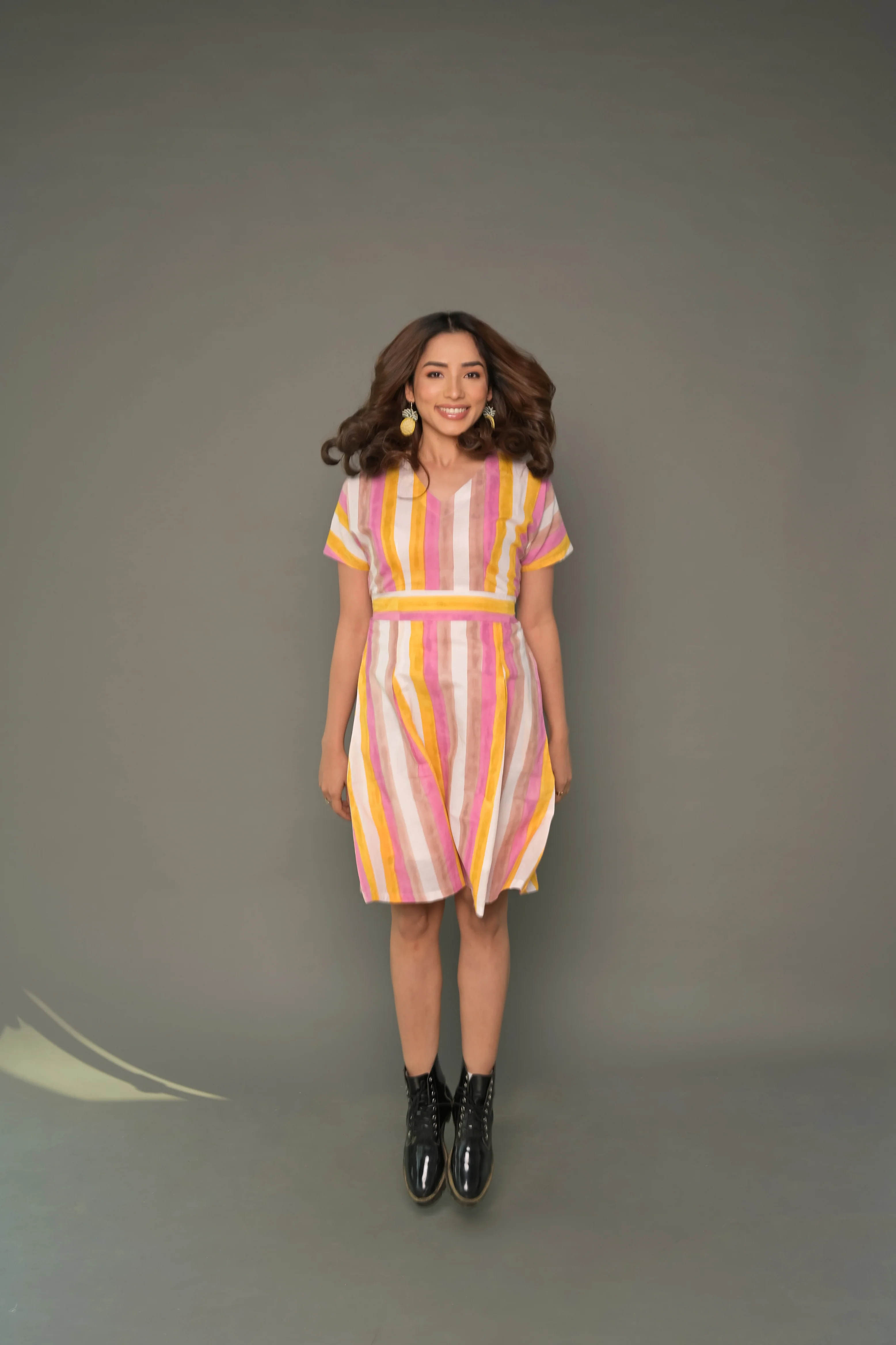 Multicolour 'Magic' Striped Cotton Dress - Image 4
