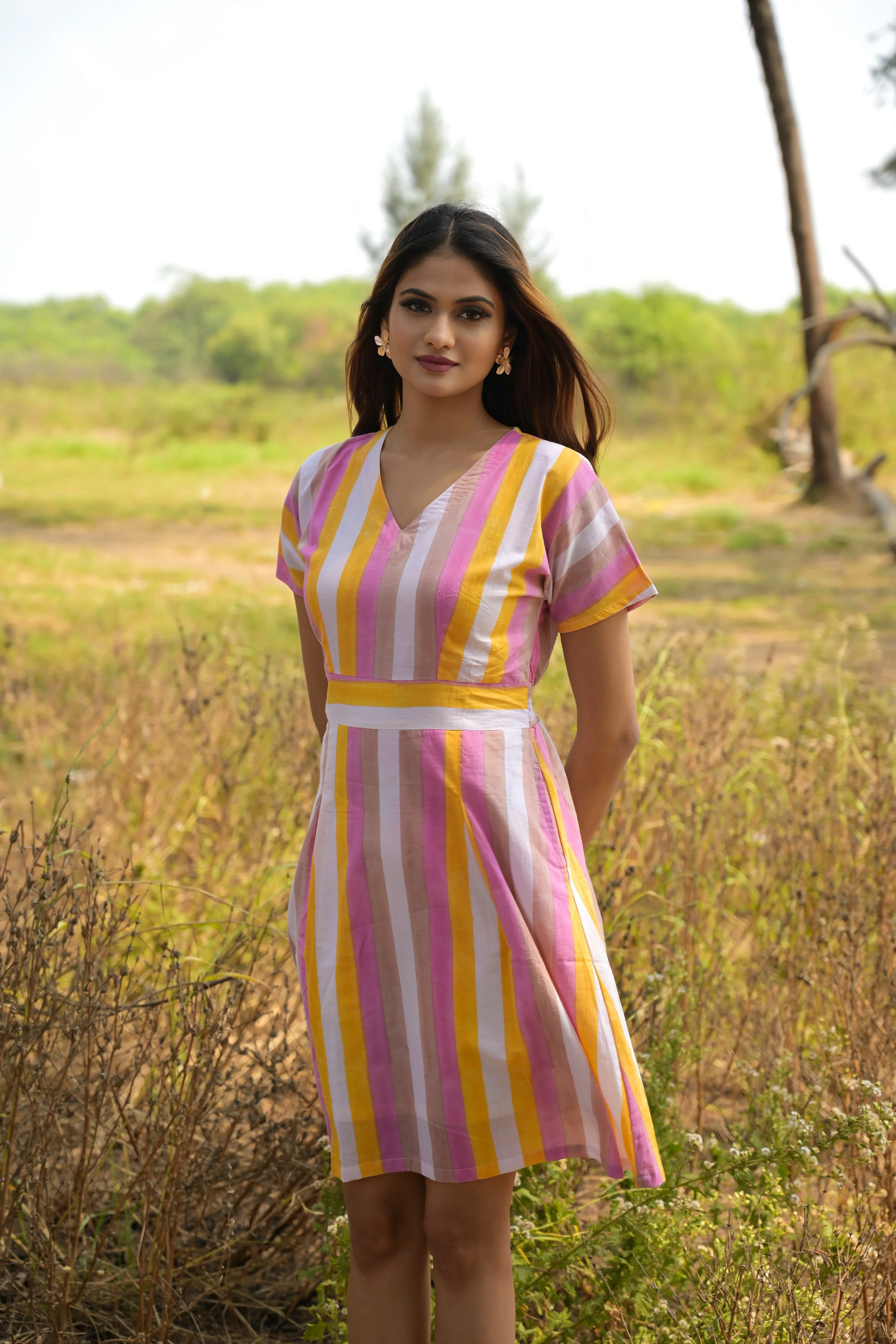 Multicolour 'Magic' Striped Cotton Dress - Image 5
