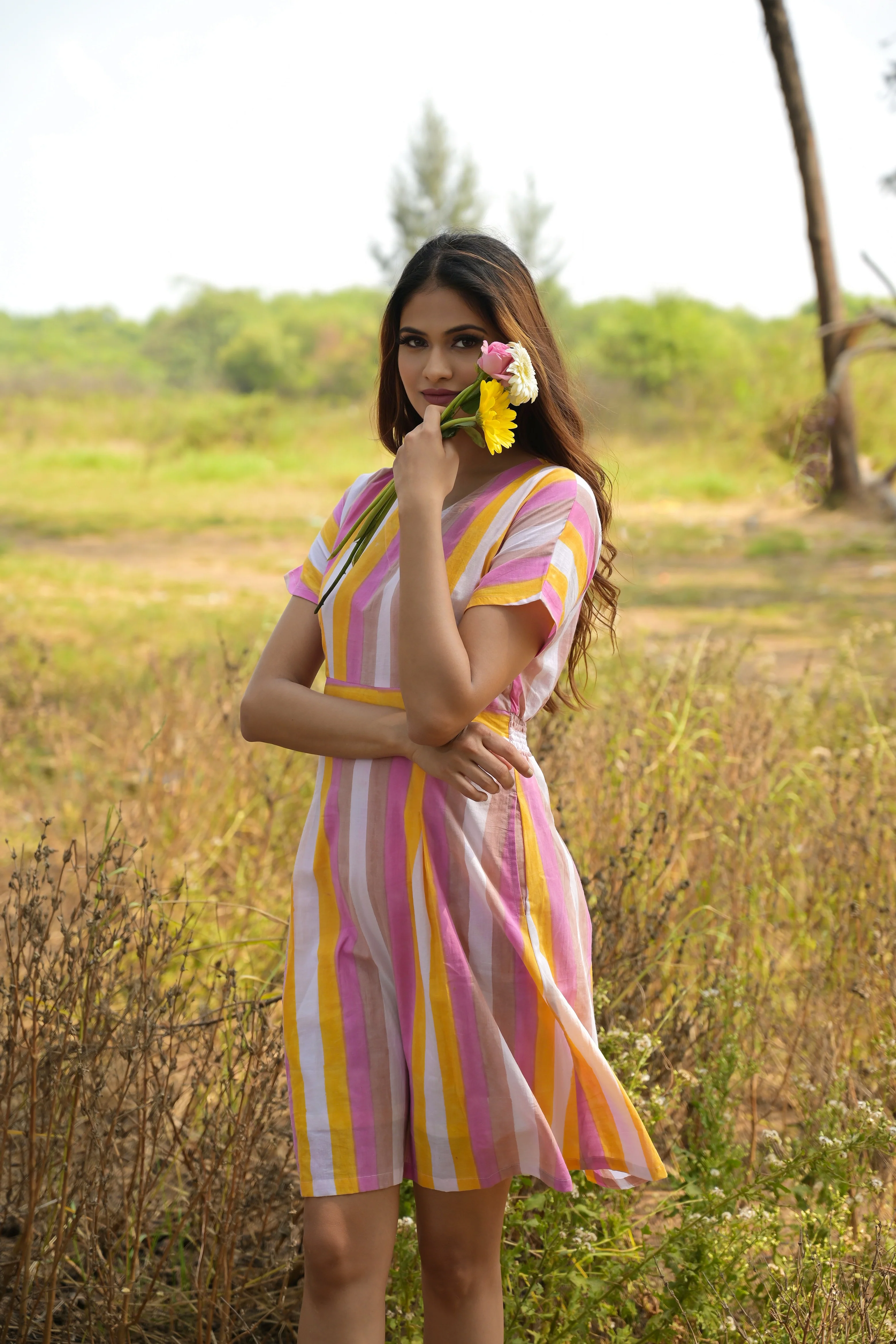 Multicolour 'Magic' Striped Cotton Dress - Image 8