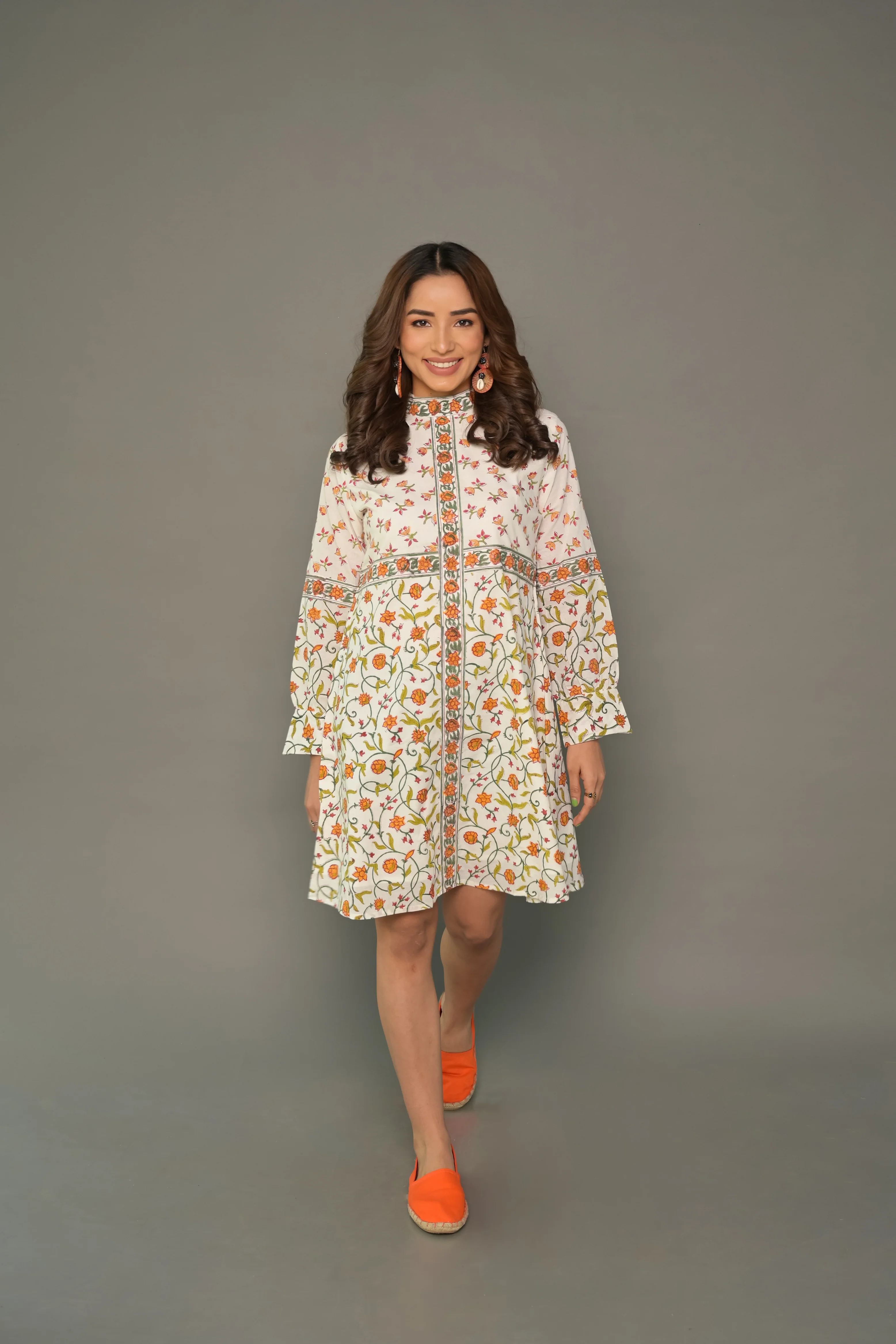 Orange "Ornamental" Cotton Dress & Shirt Combo - Image 6