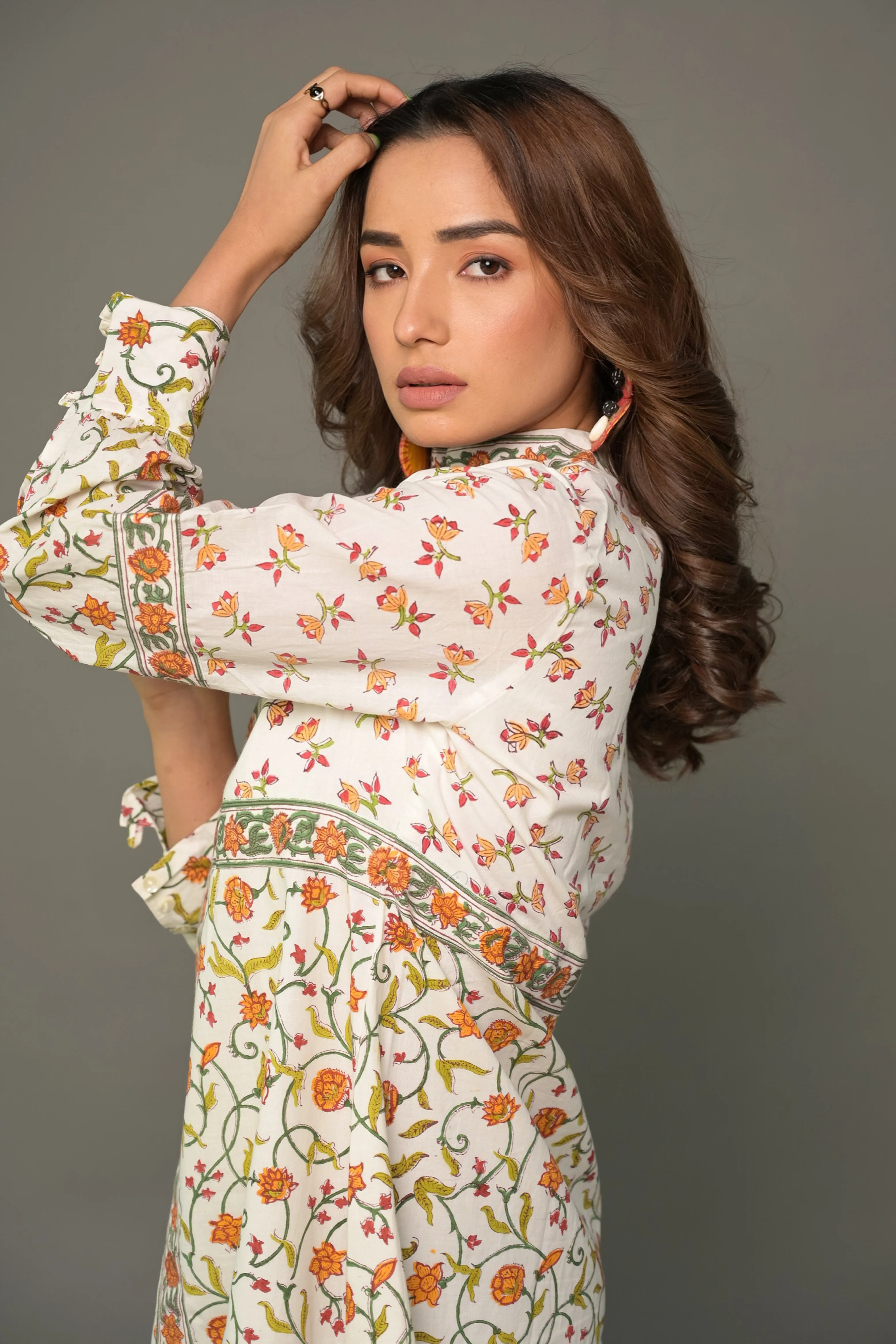 Orange "Ornamental" Cotton Dress & Shirt Combo - Image 9