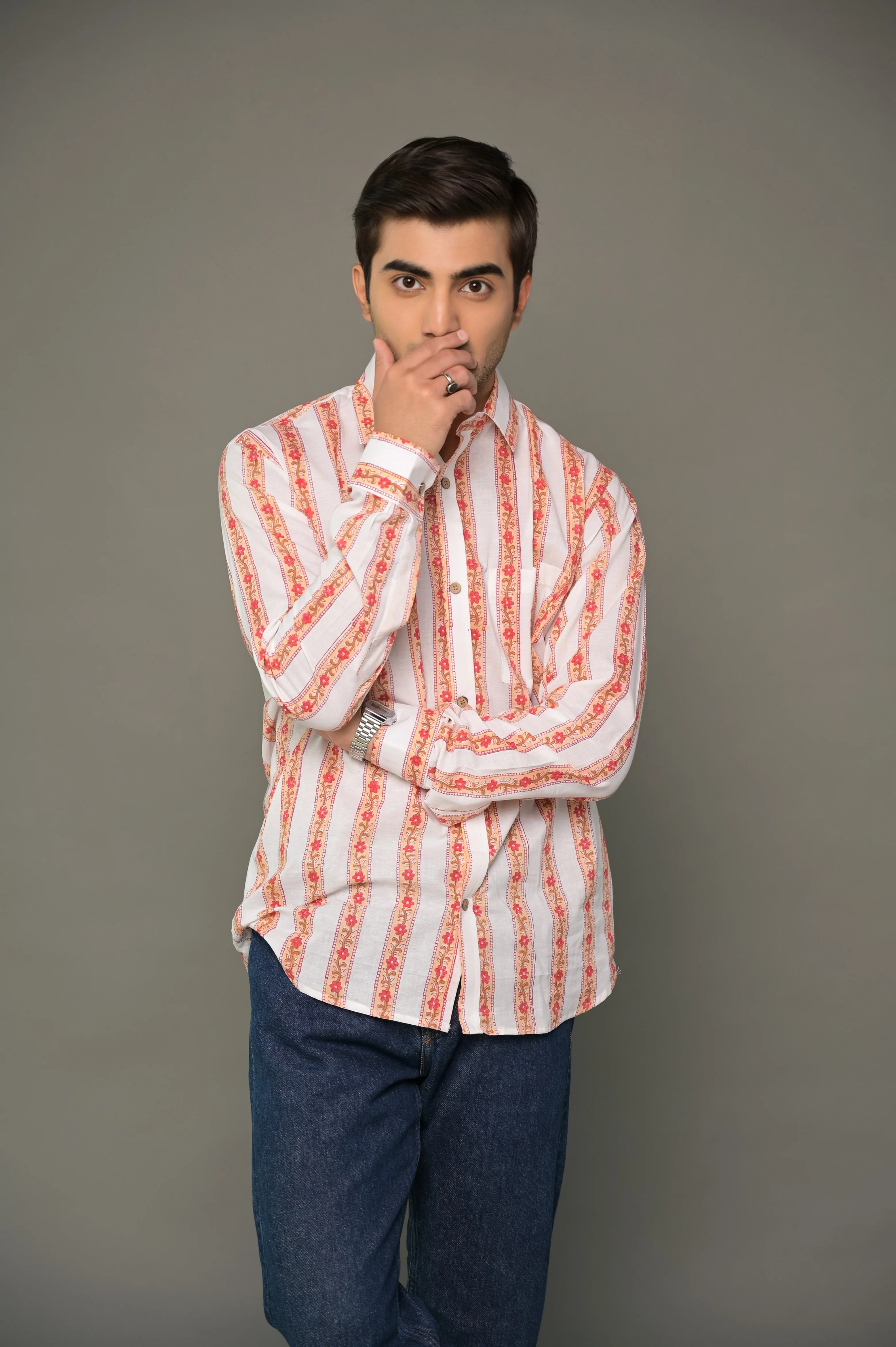 Orange Striped Cotton Shirt - Image 3