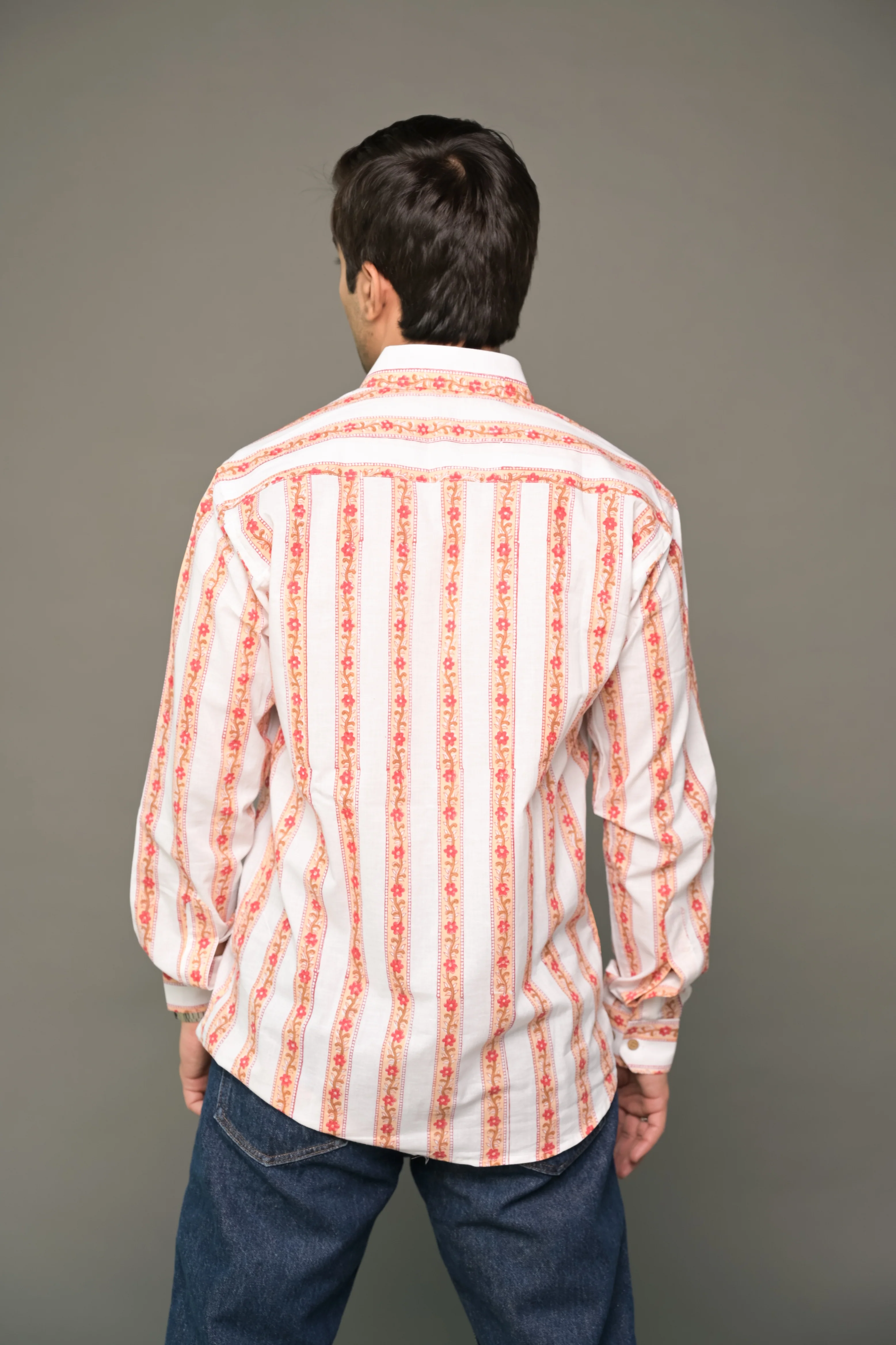 Orange Striped Cotton Shirt - Image 4