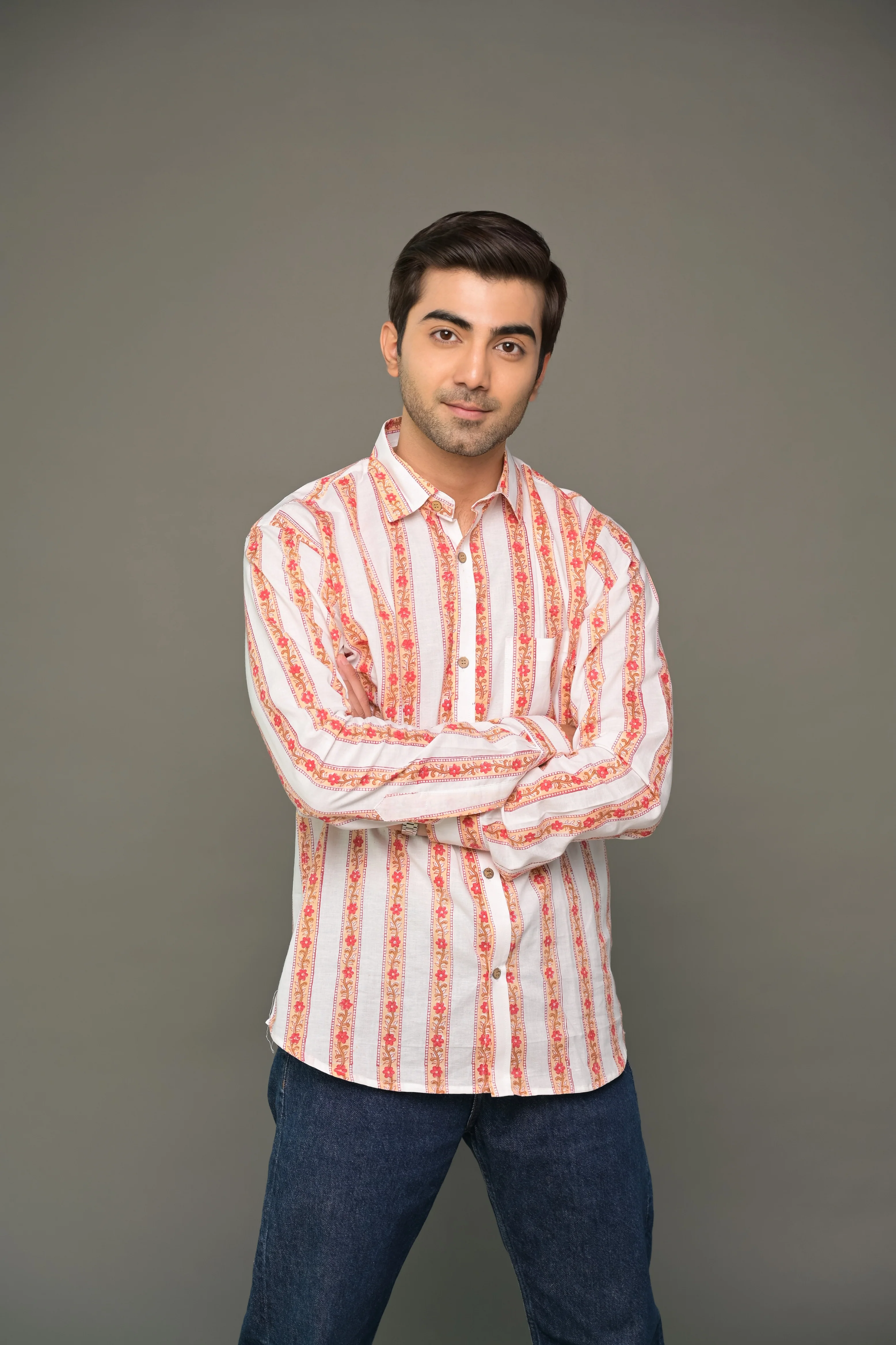 Orange Striped Cotton Shirt - Image 5