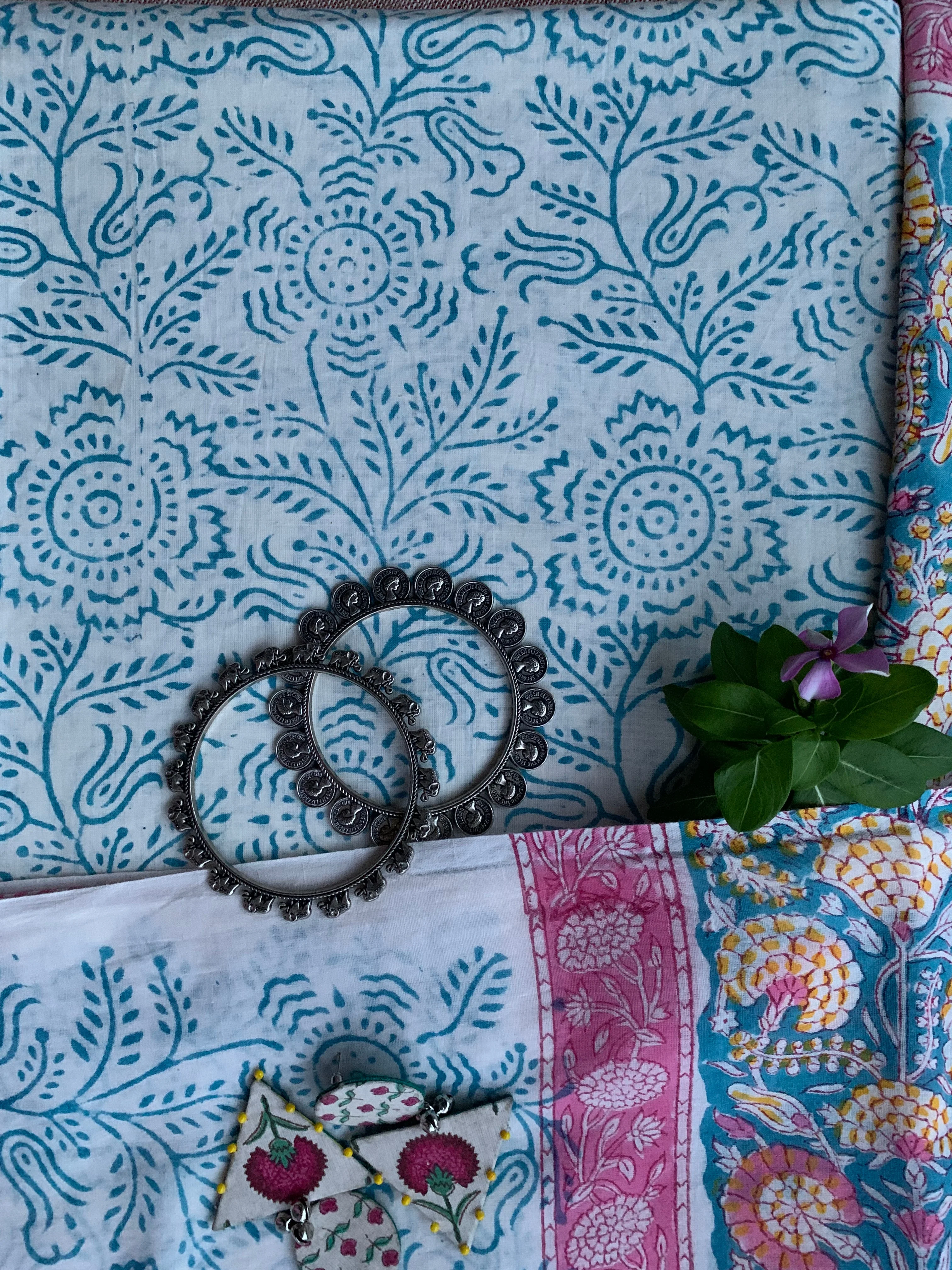 Phulwari Light Blue Unstitched Suit Set with Dupatta - Image 3