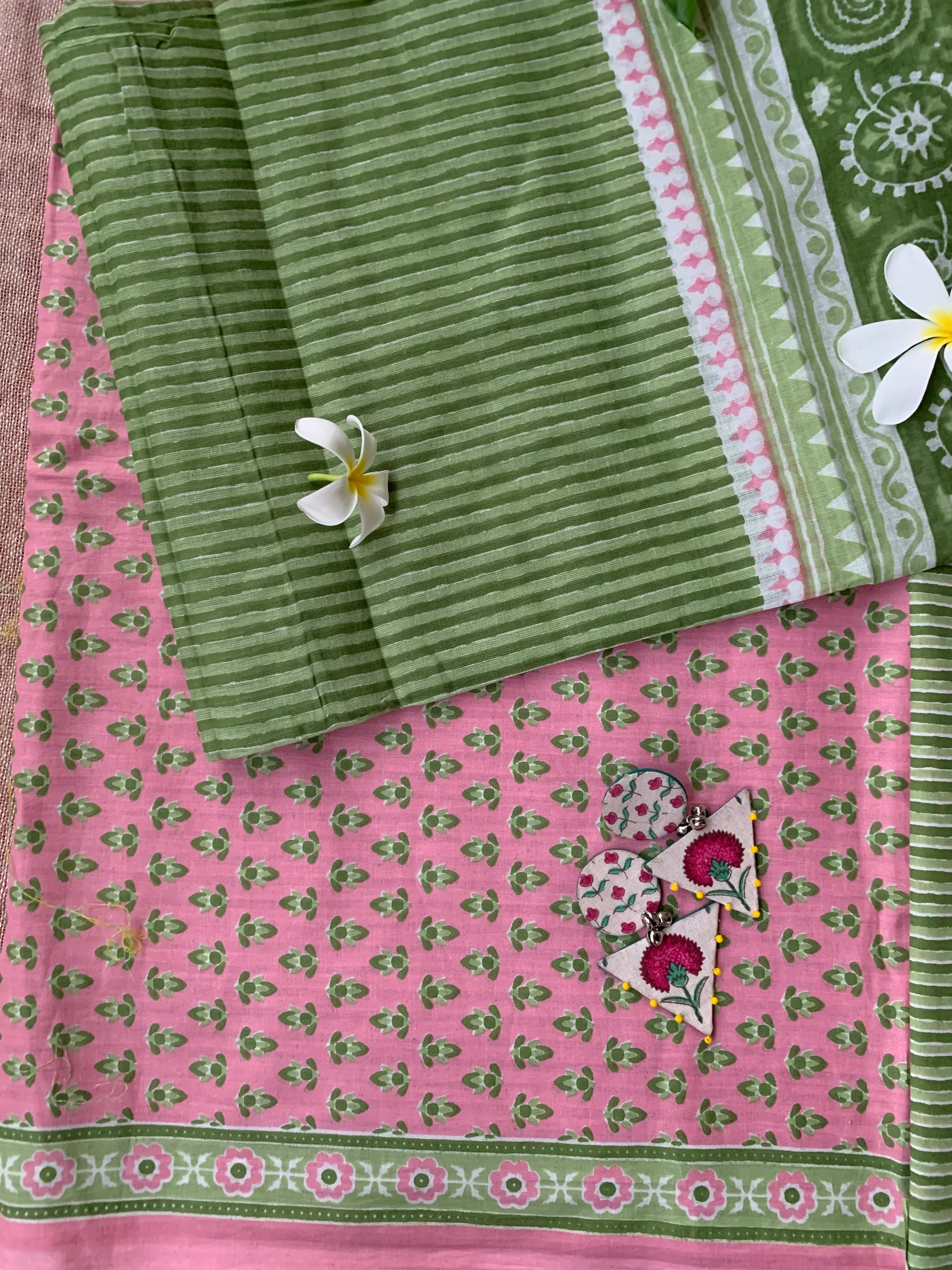 Pink Boota Unstitched Suit Set with Dupatta - Image 3