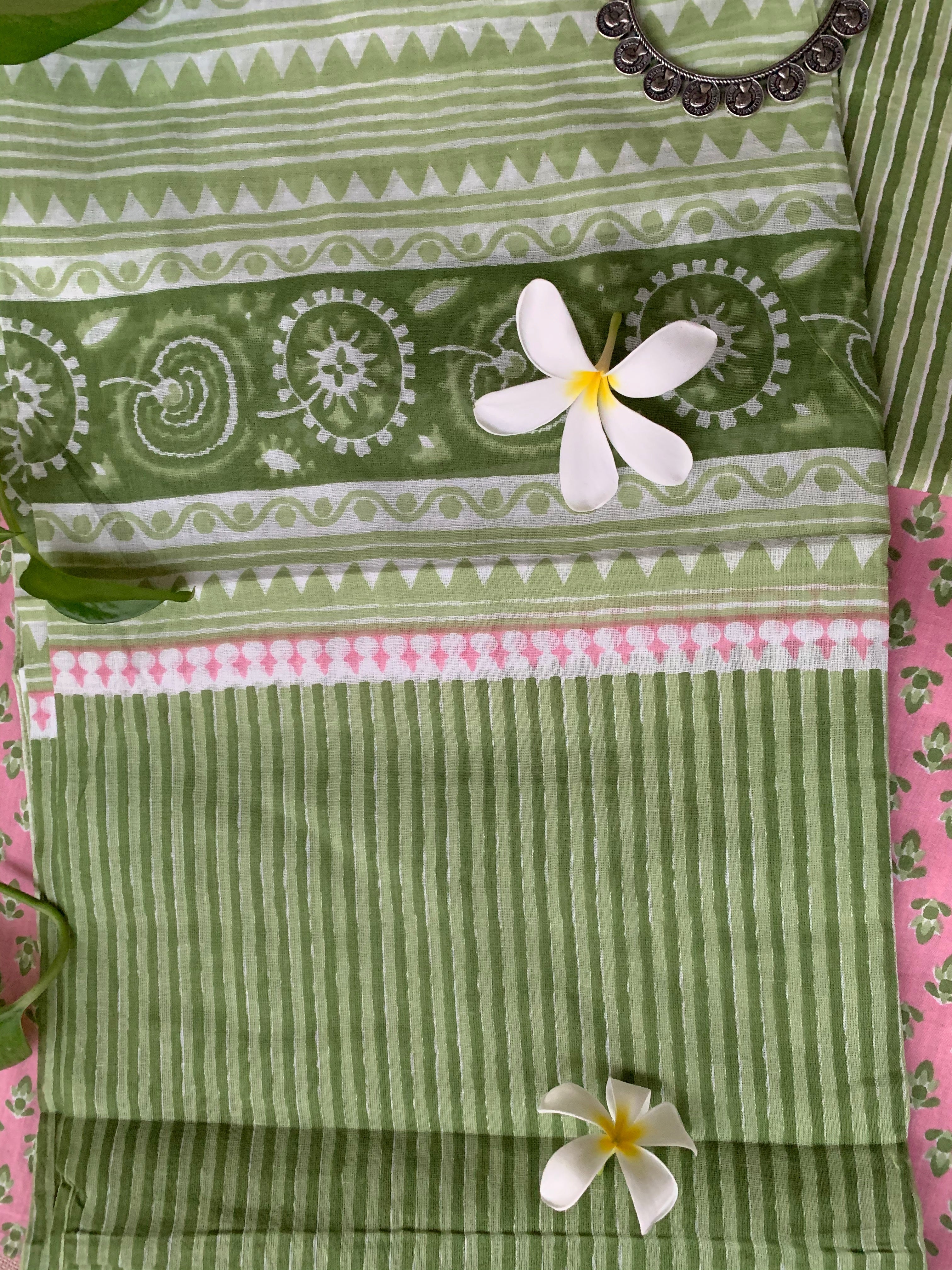 Pink Boota Unstitched Suit Set with Dupatta - Image 4