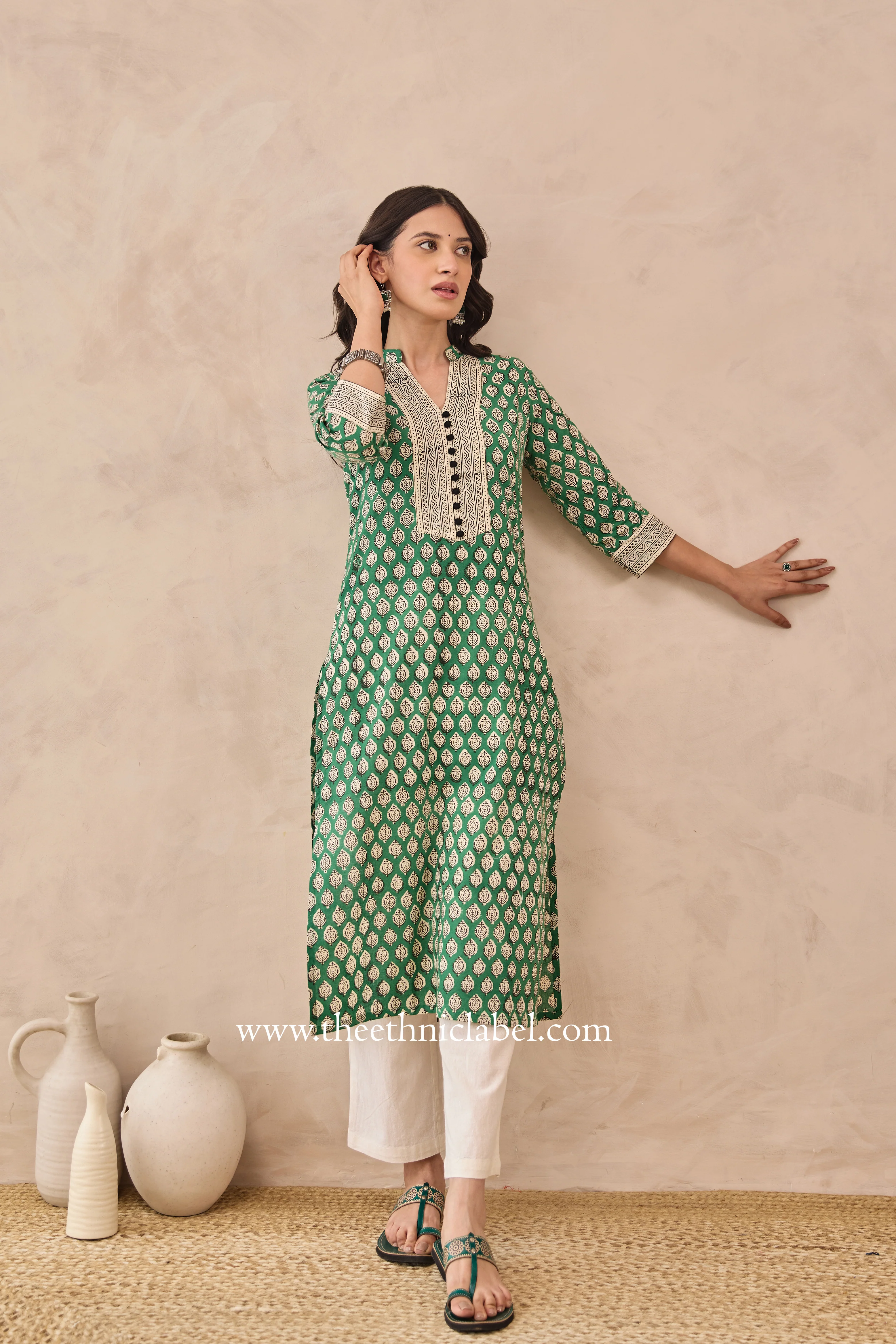 "Prakriti" Hand Blockprinted Cotton Kurta - Image 5