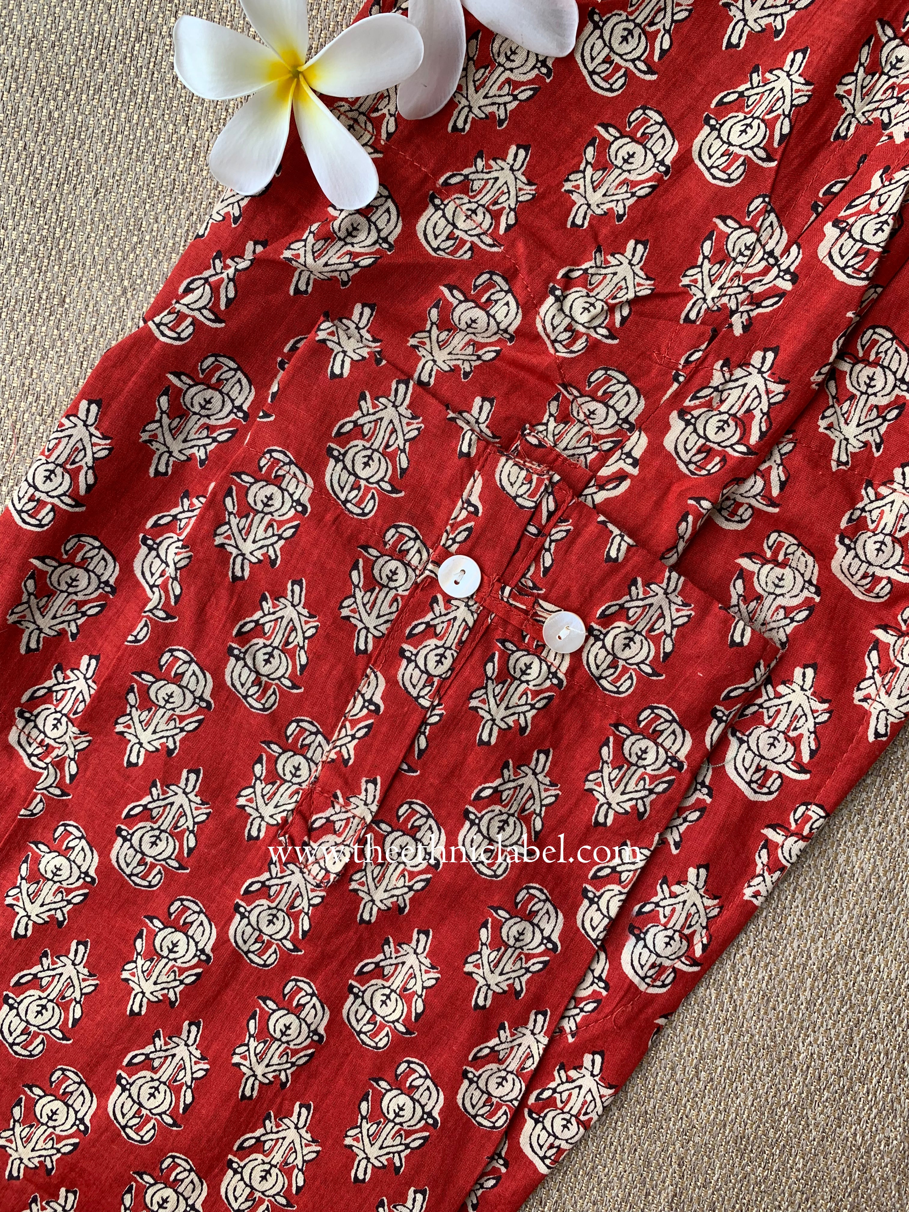 "Prayag" Block Printed Asymmetric Cotton kurta - Image 12