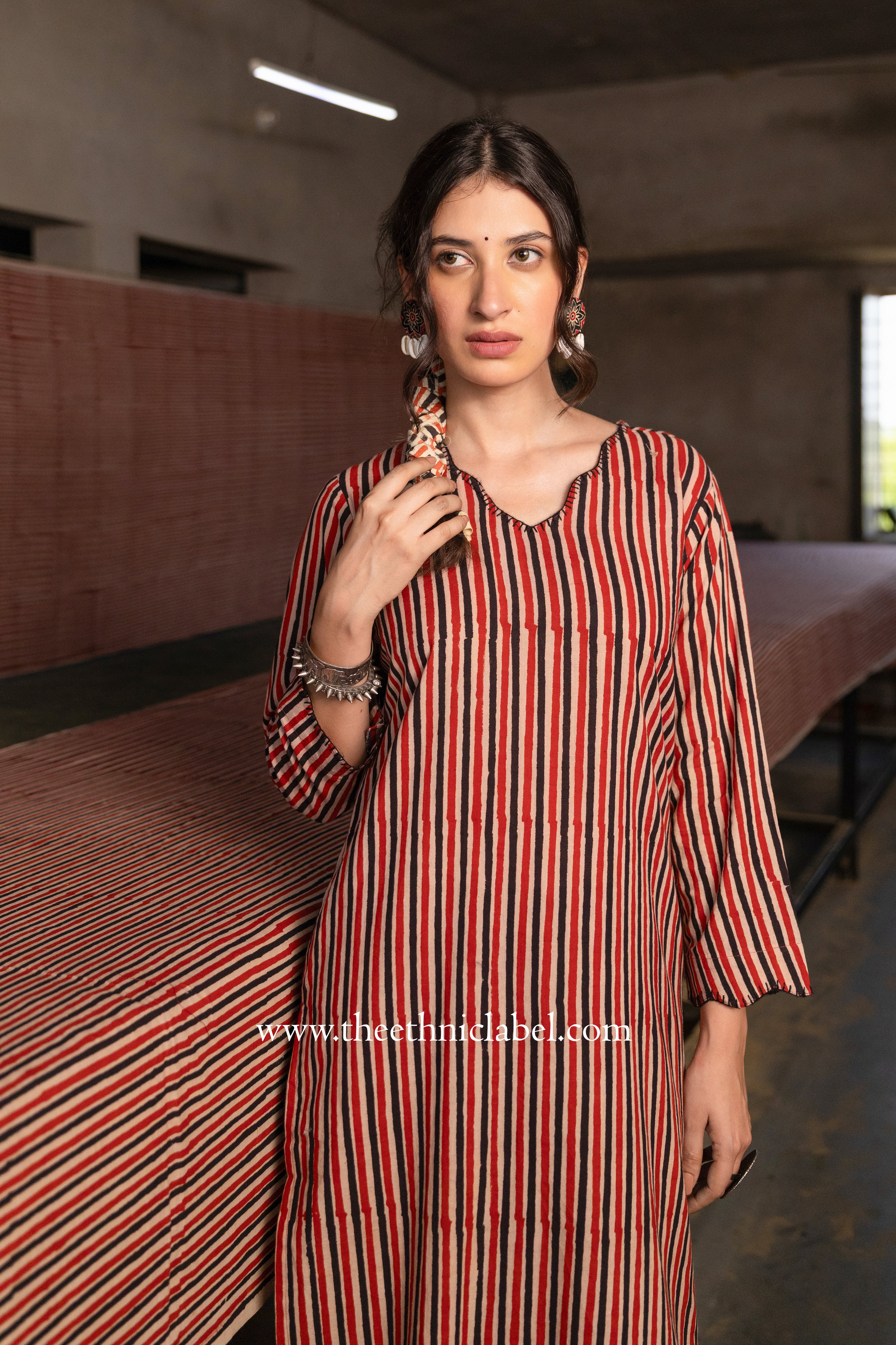 "Samaa" Hand Block Printed Cotton kurta - Image 3