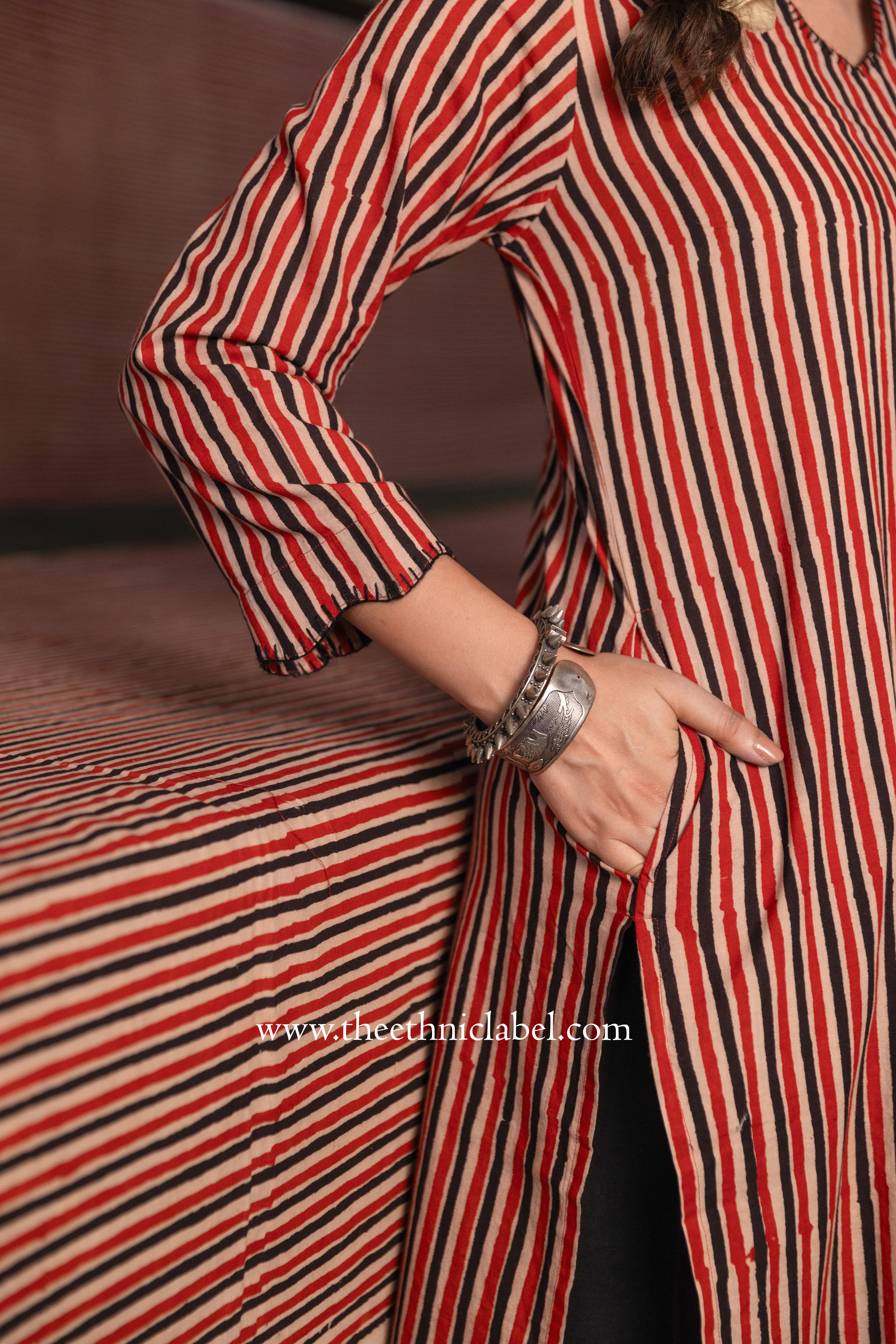 "Samaa" Hand Block Printed Cotton kurta - Image 5