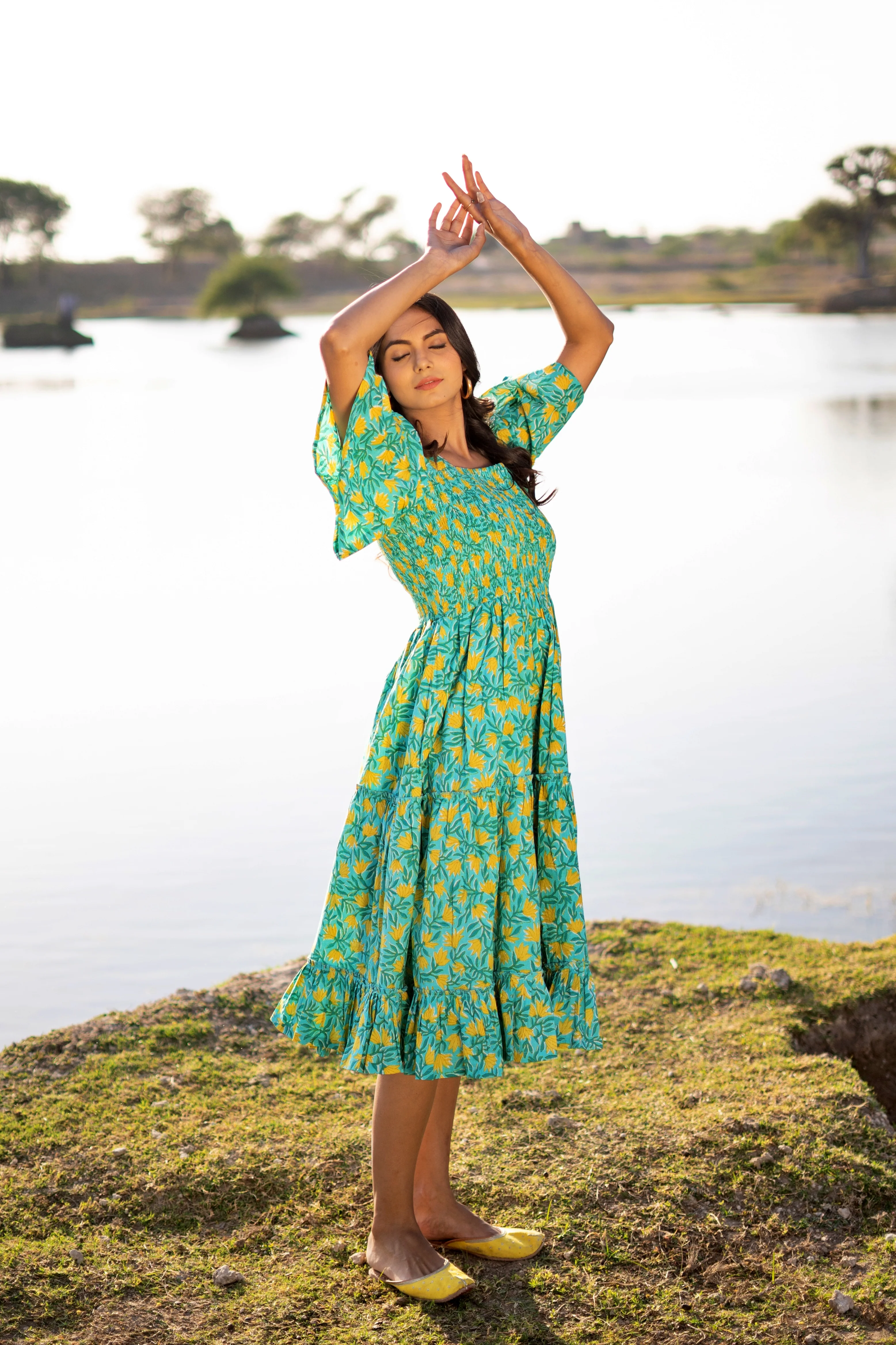 Sea Green ‘Serene’ Tiered Cotton Dress - Image 7