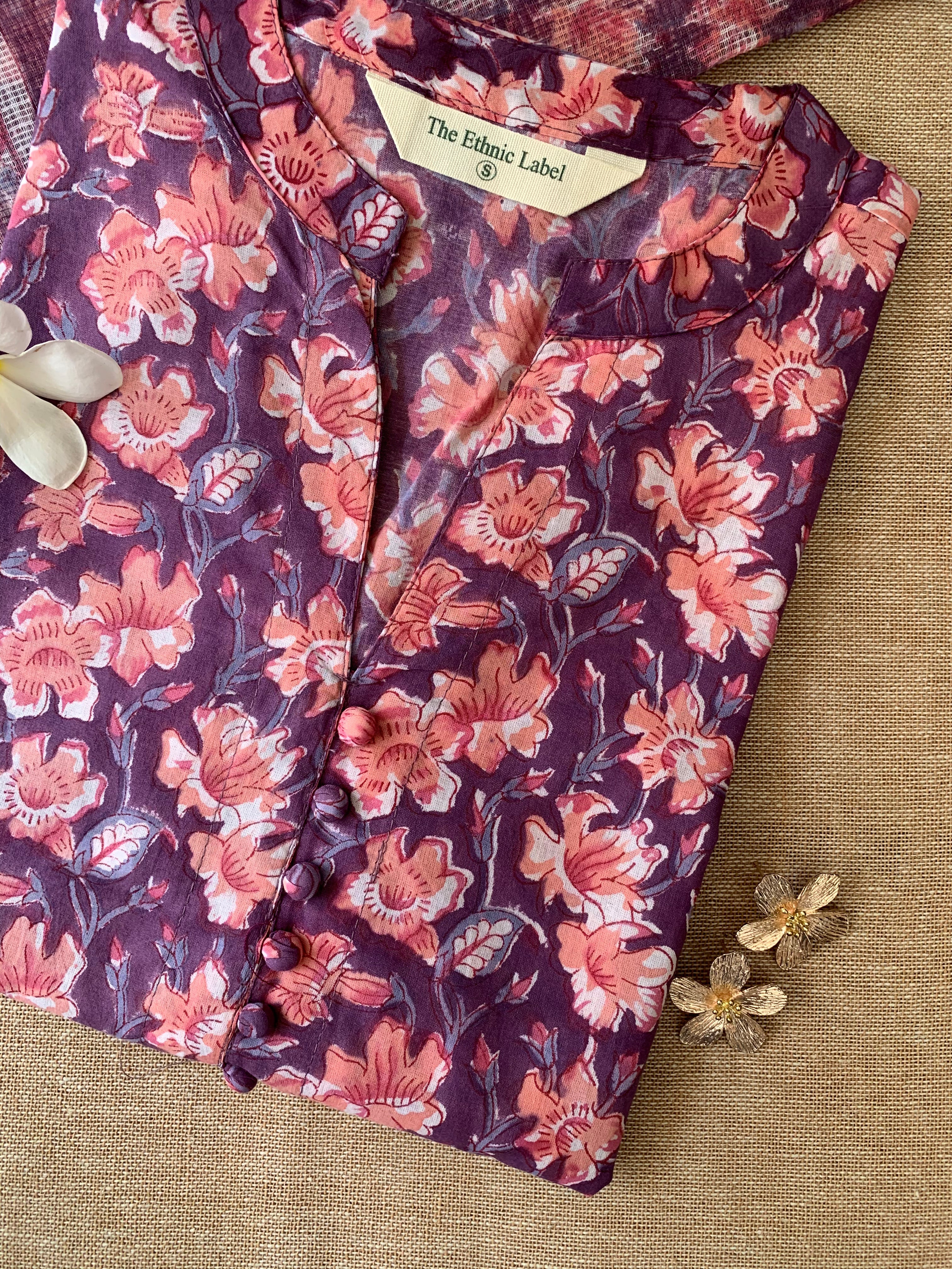 "Sheesha" Collared Cotton kurta -S - Image 3