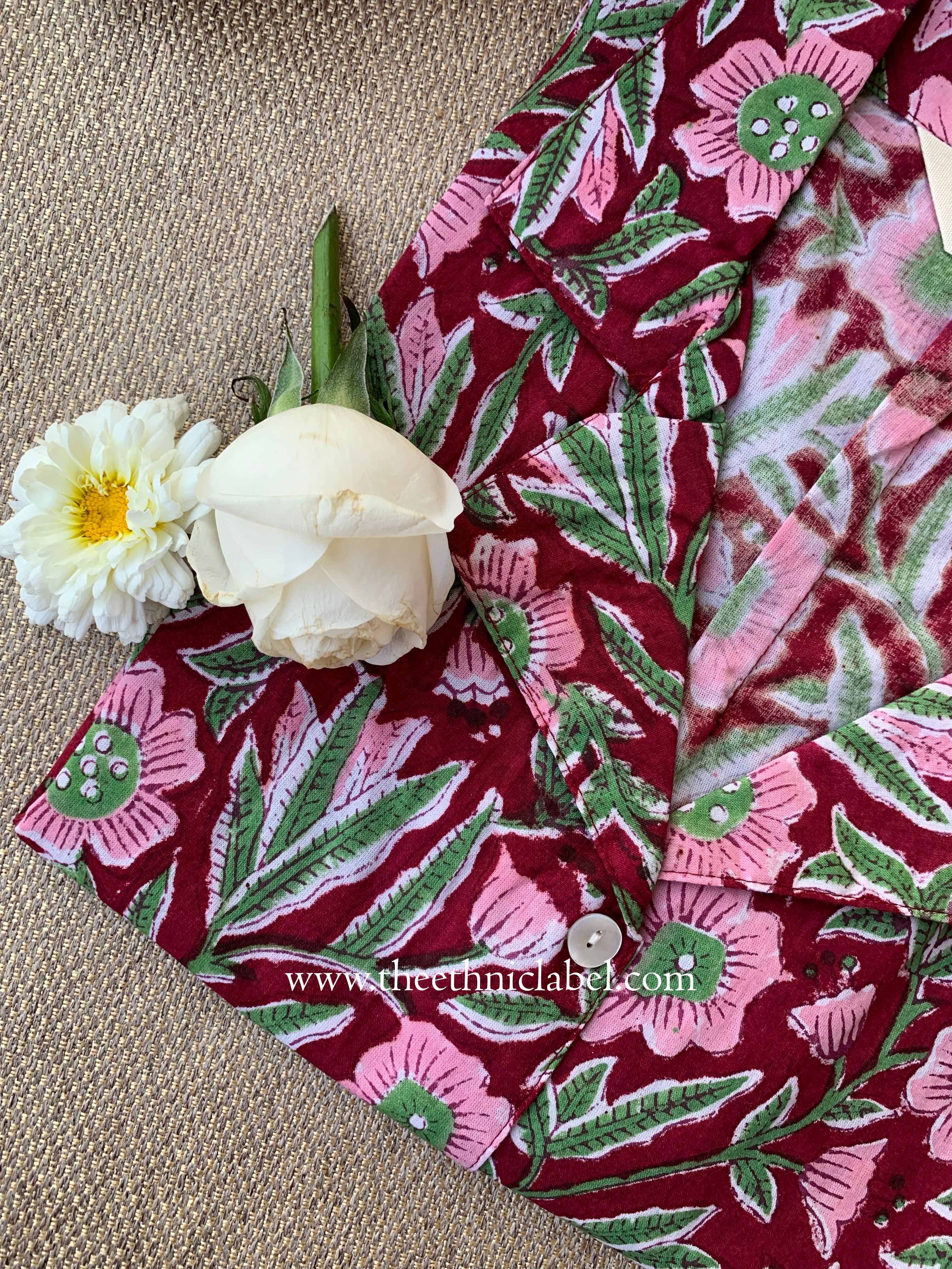 "Rhea" Hand Block Printed Cotton Shirt - Image 4