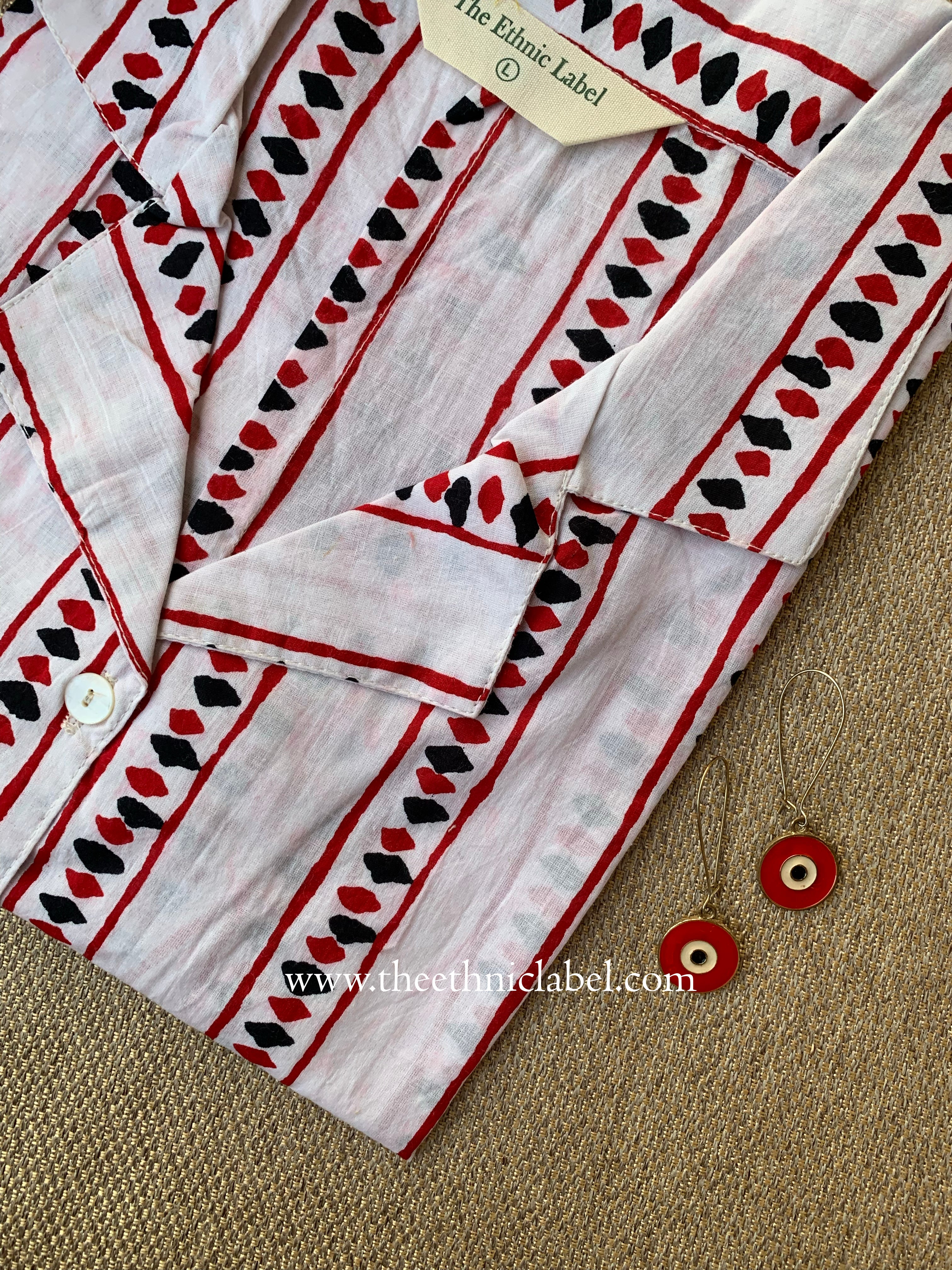 "Sumi" Hand Block Printed Cotton Shirt - Image 4