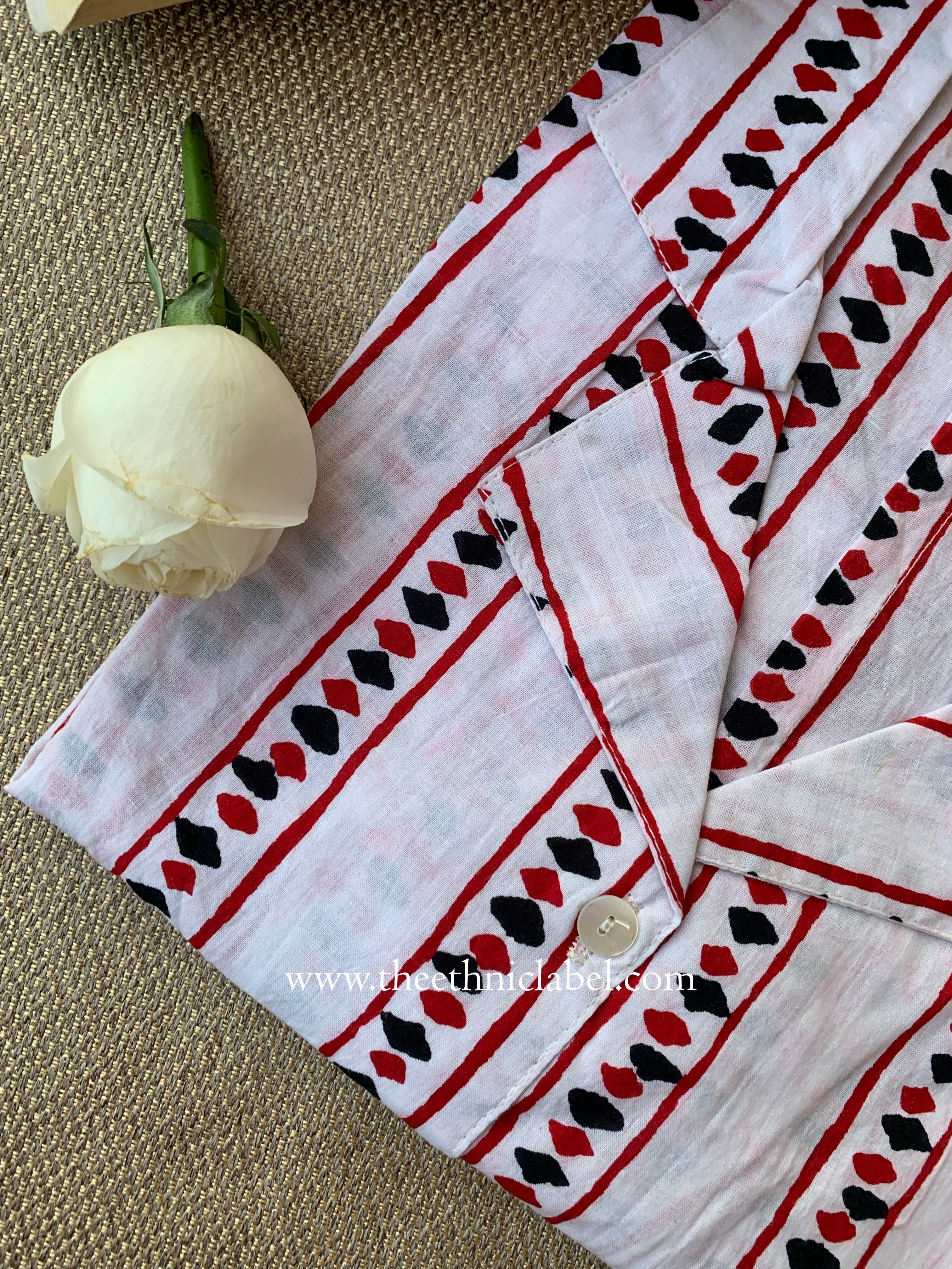 "Sumi" Hand Block Printed Cotton Shirt - Image 5