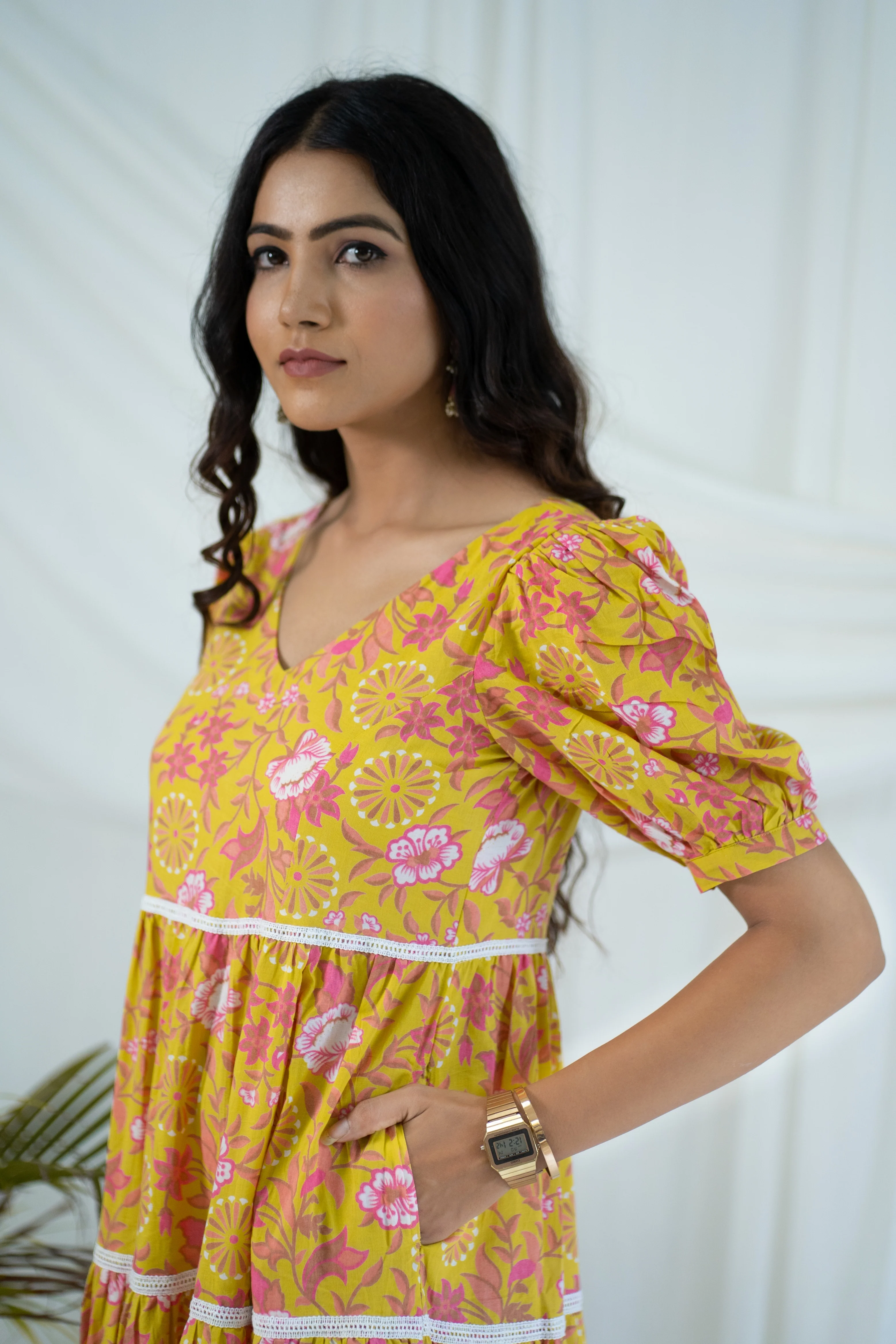 "Sunshine" Flora Hand Block Printed Dress - Image 5