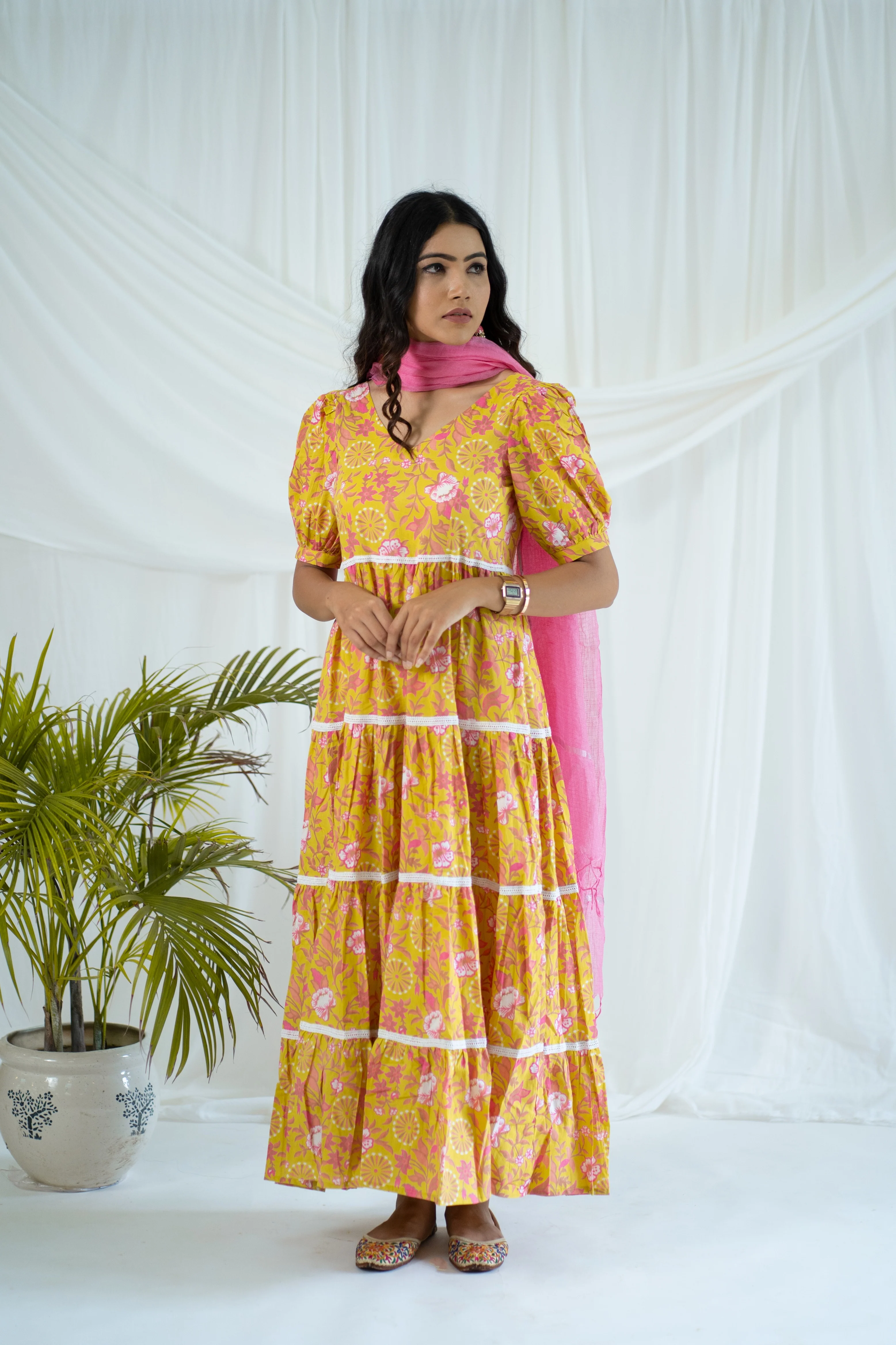 "Sunshine" Flora Hand Block Printed Dress - Image 6