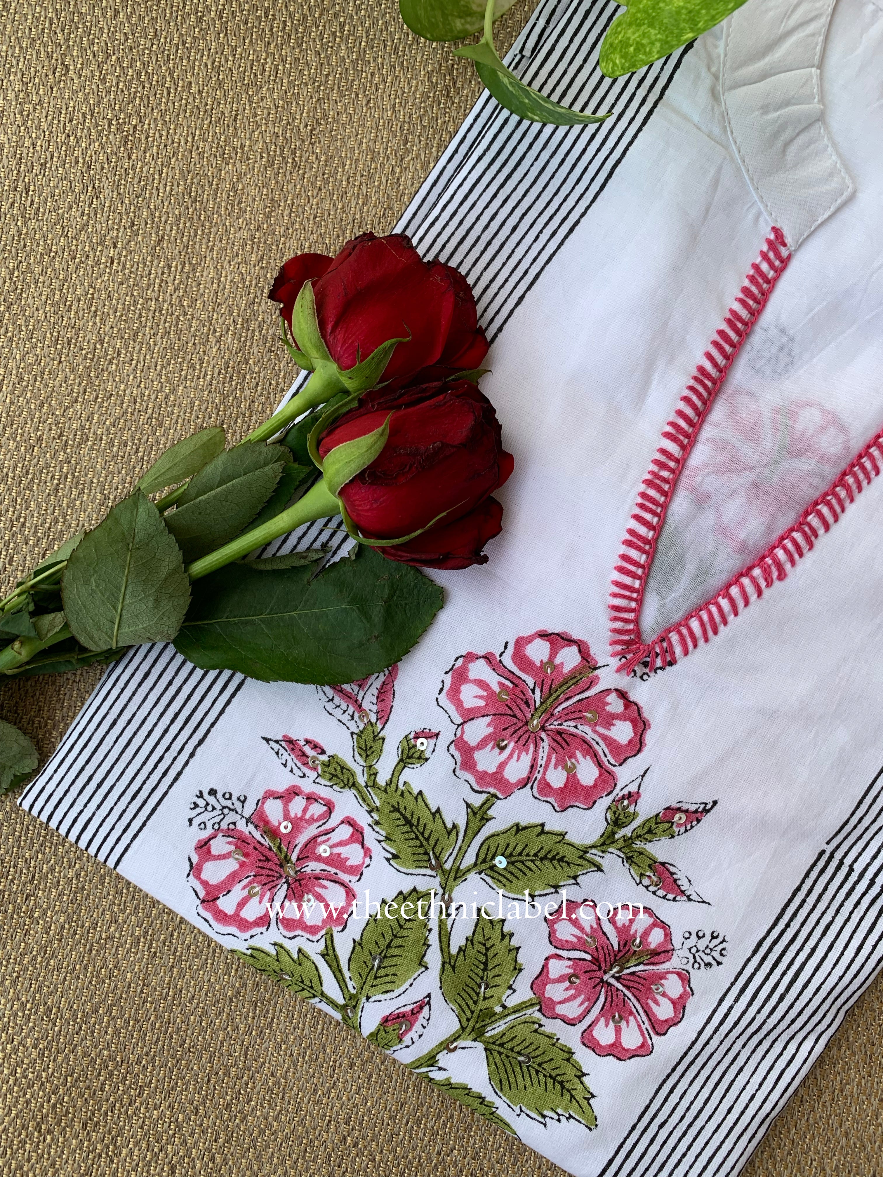 "Tara" Block Printed Cotton Short kurta - Image 3