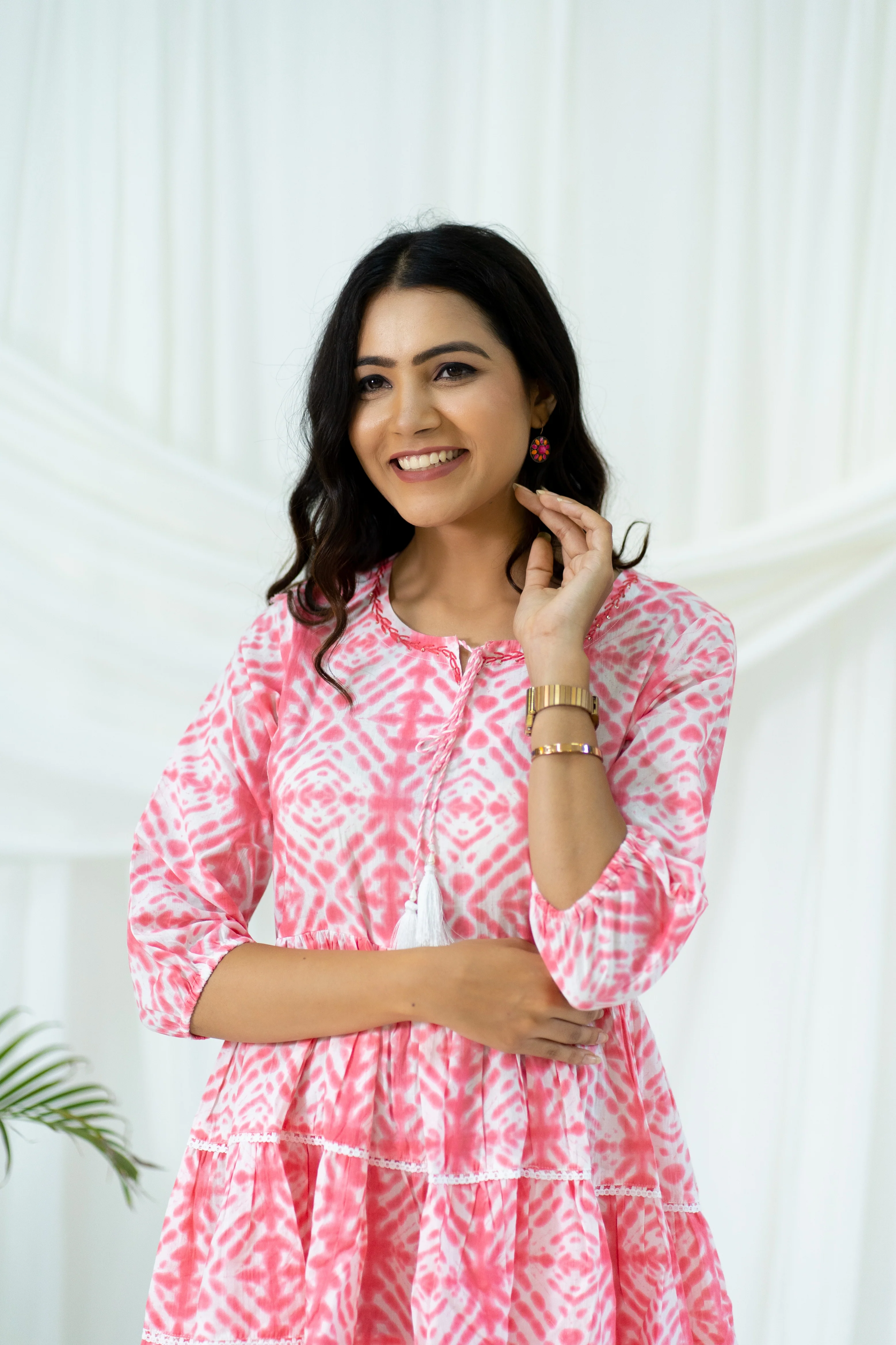 Vibrant Tie & Dye Laced Cotton dress - Image 5