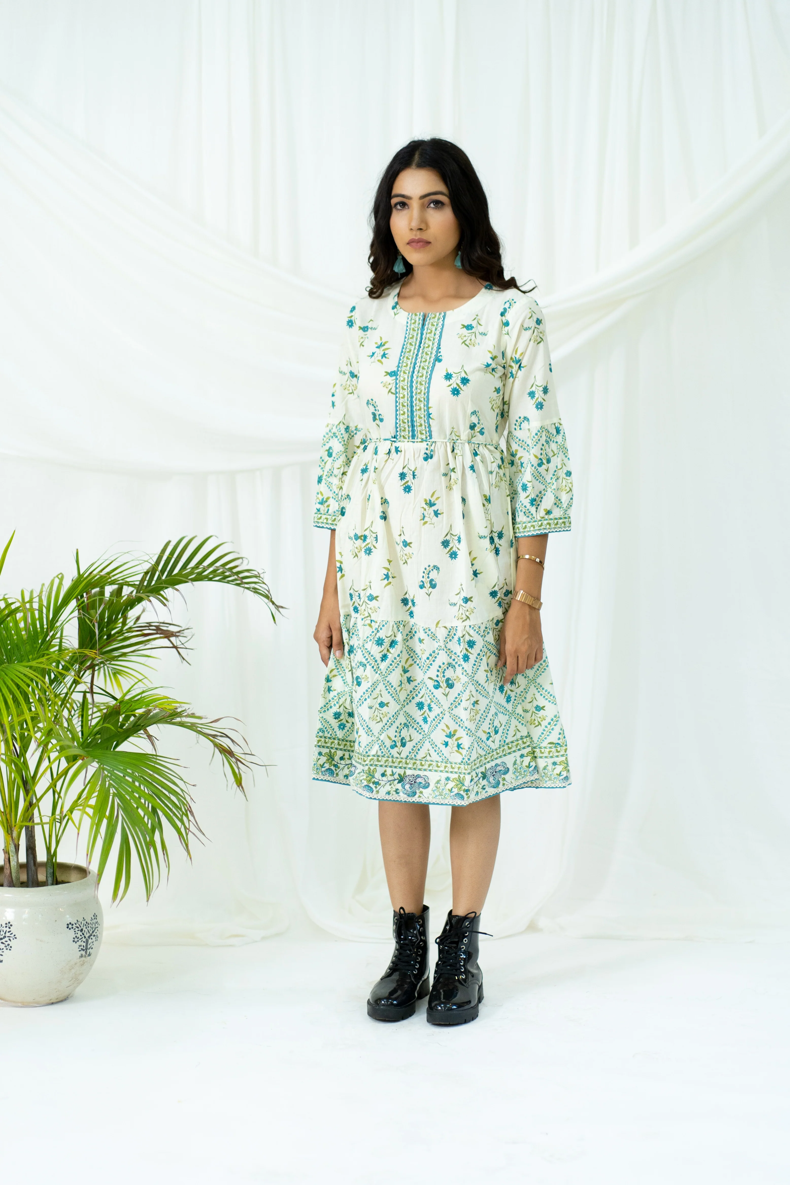 Cream "Amara" Cotton dress- XS, M - Image 3