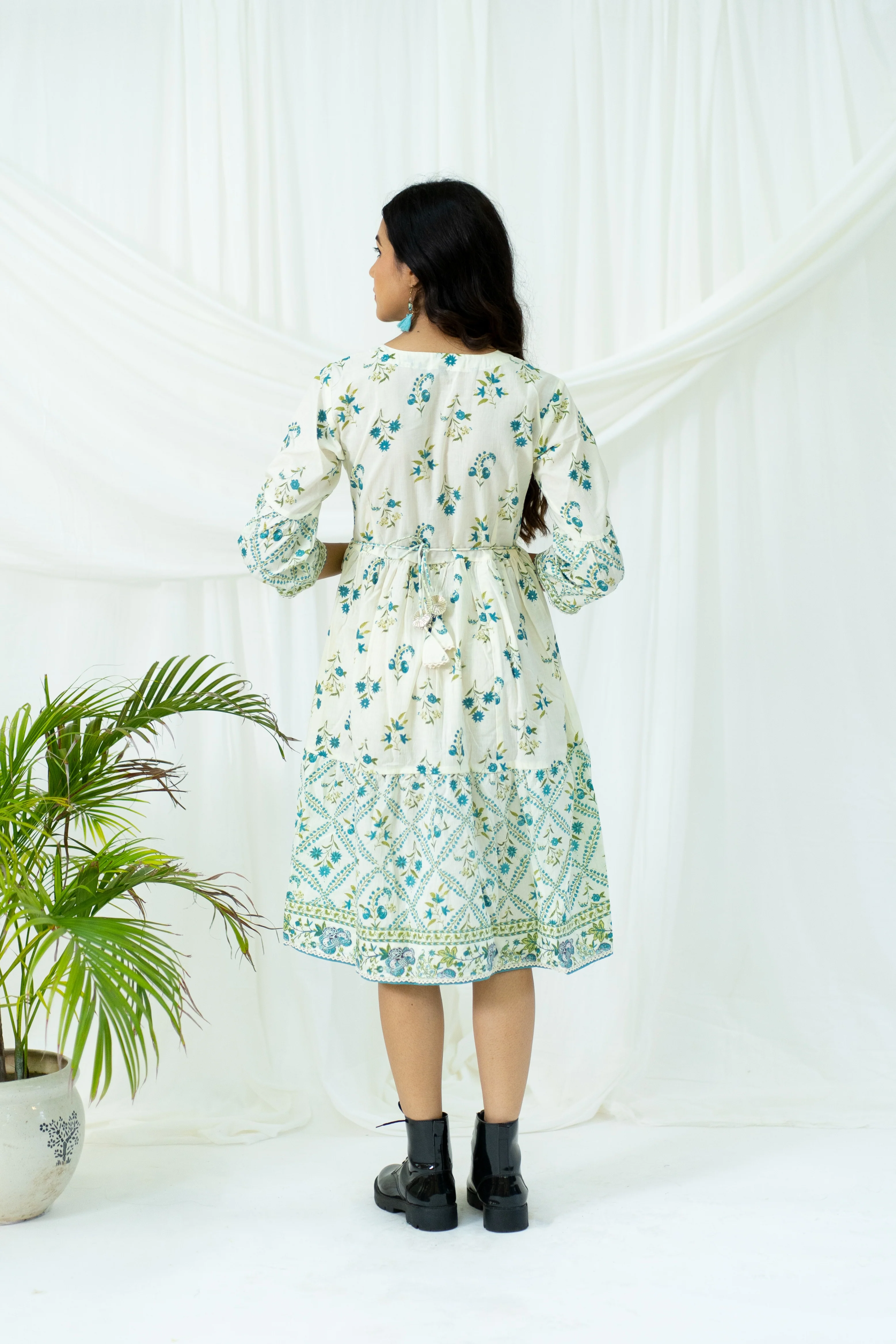 Cream "Amara" Cotton dress- XS, M - Image 4