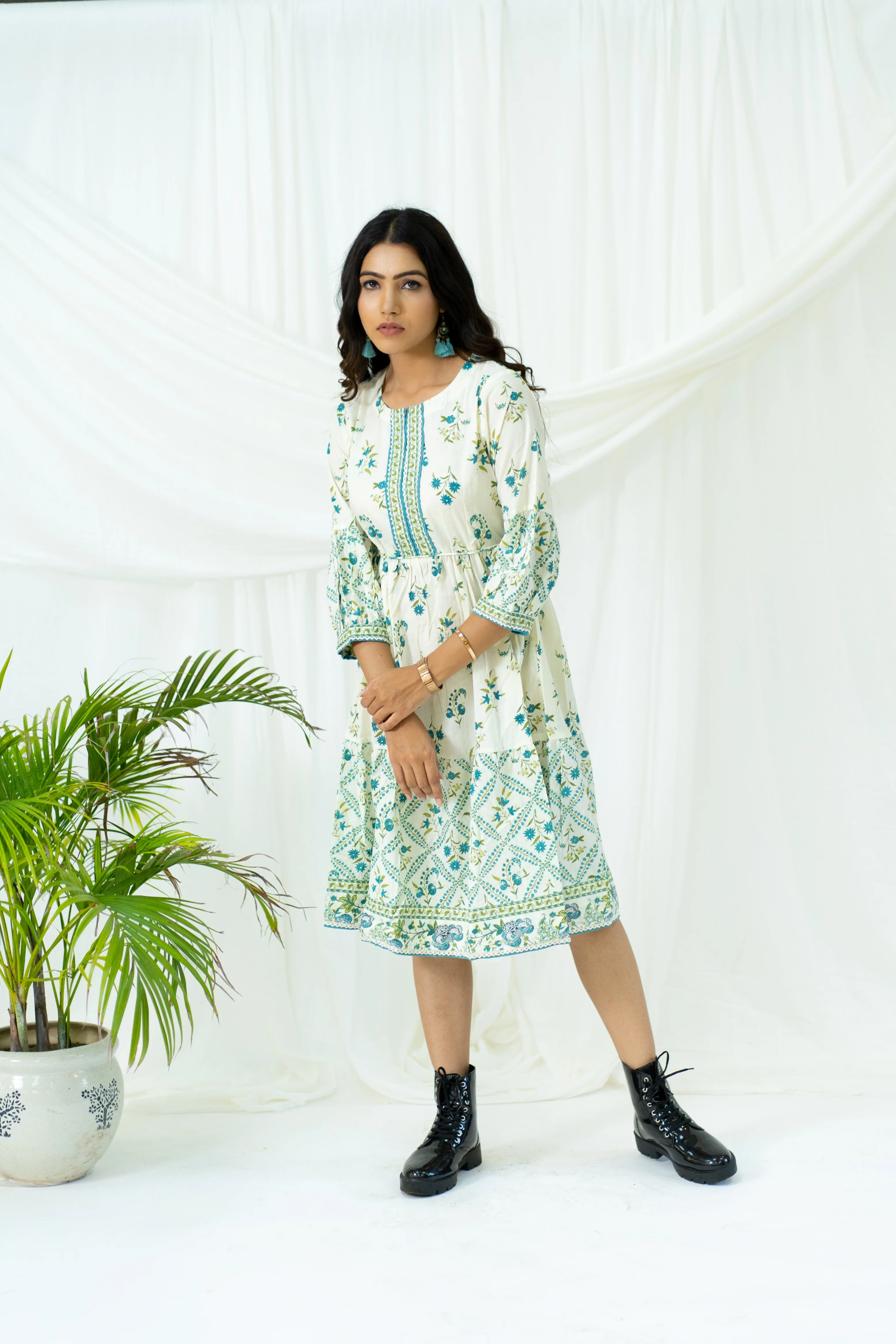 Cream "Amara" Cotton dress- XS, M - Image 6