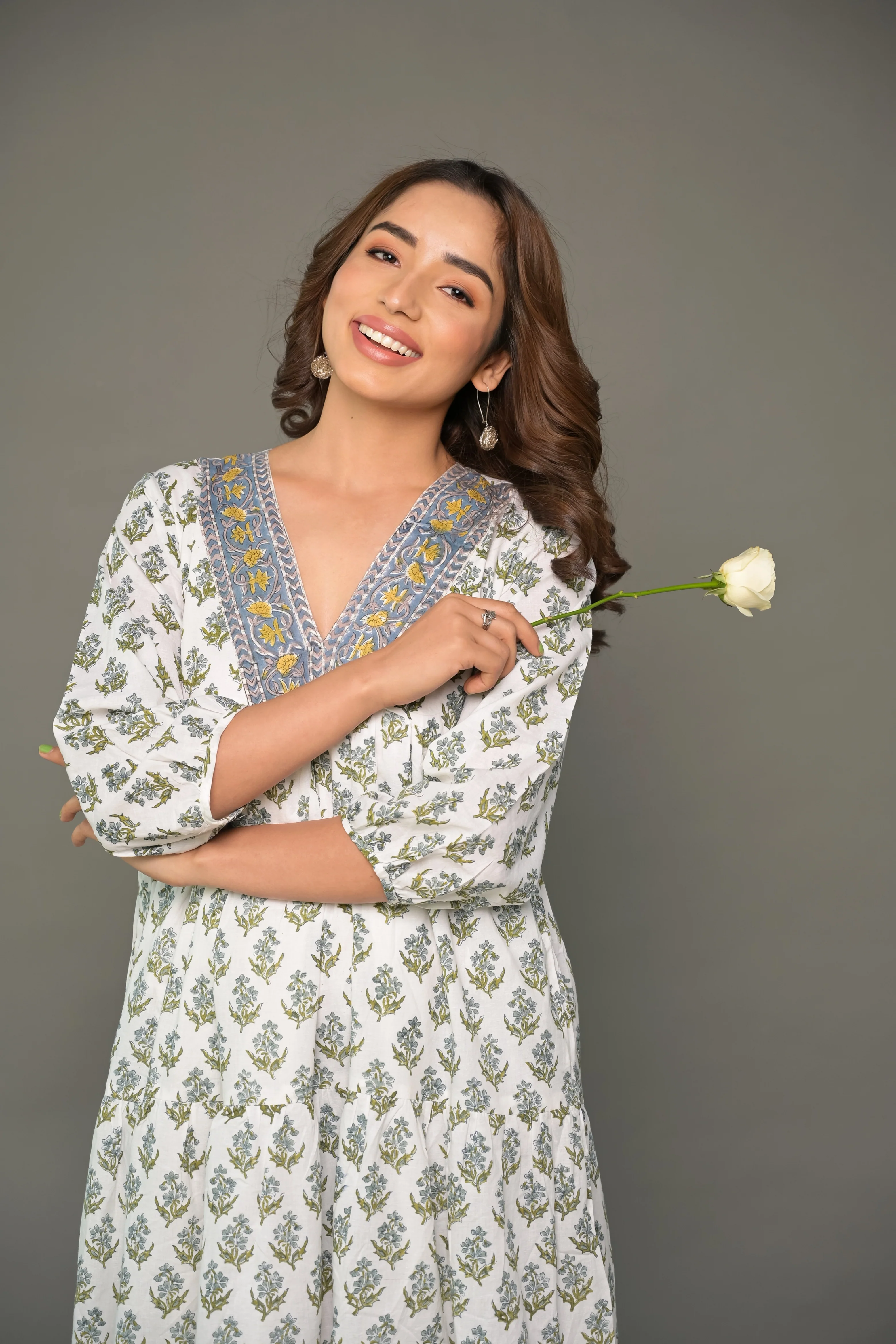 White Floral ‘Bewildering’ Printed Cotton Dress - Image 6