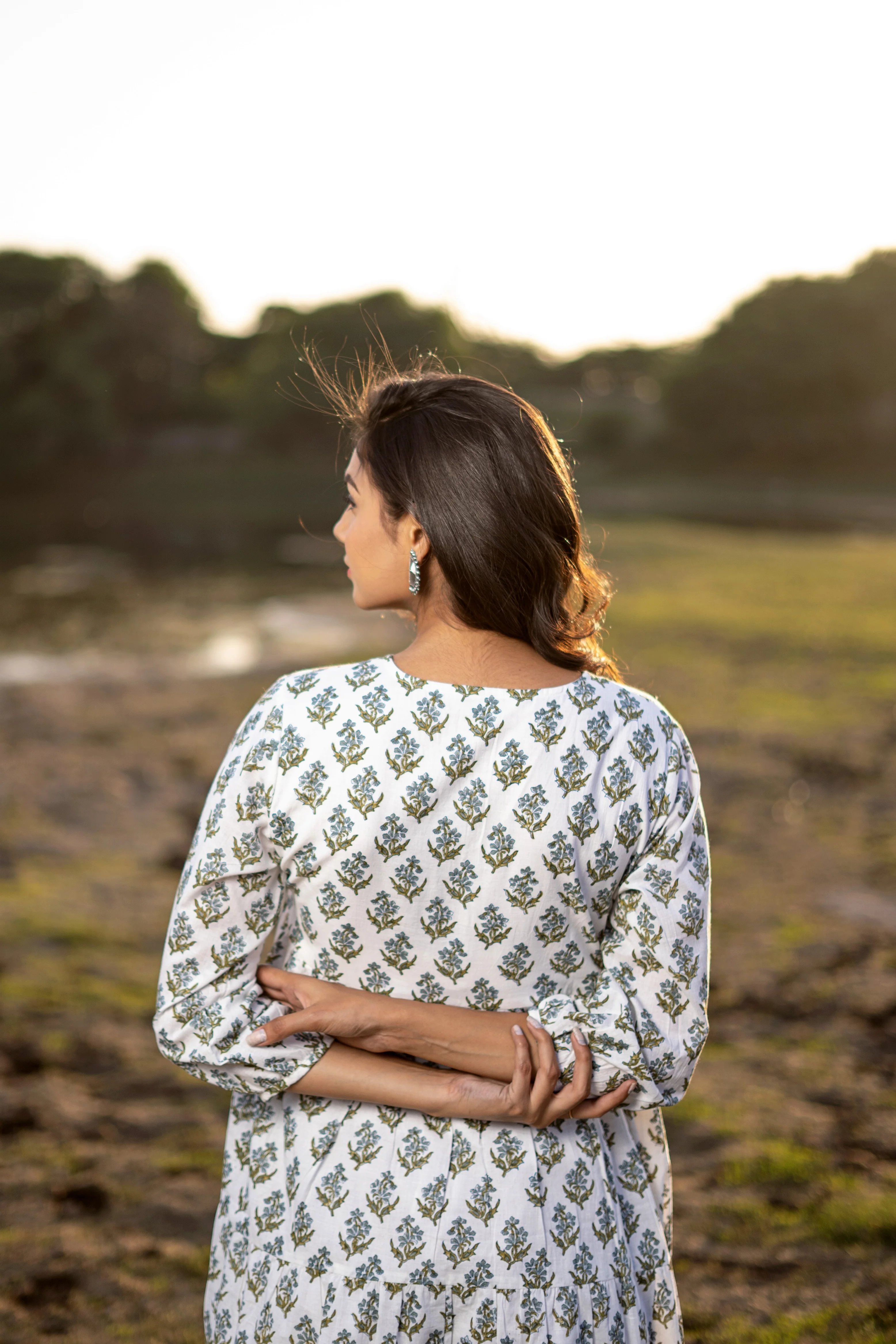 White Floral ‘Bewildering’ Printed Cotton Dress - Image 8