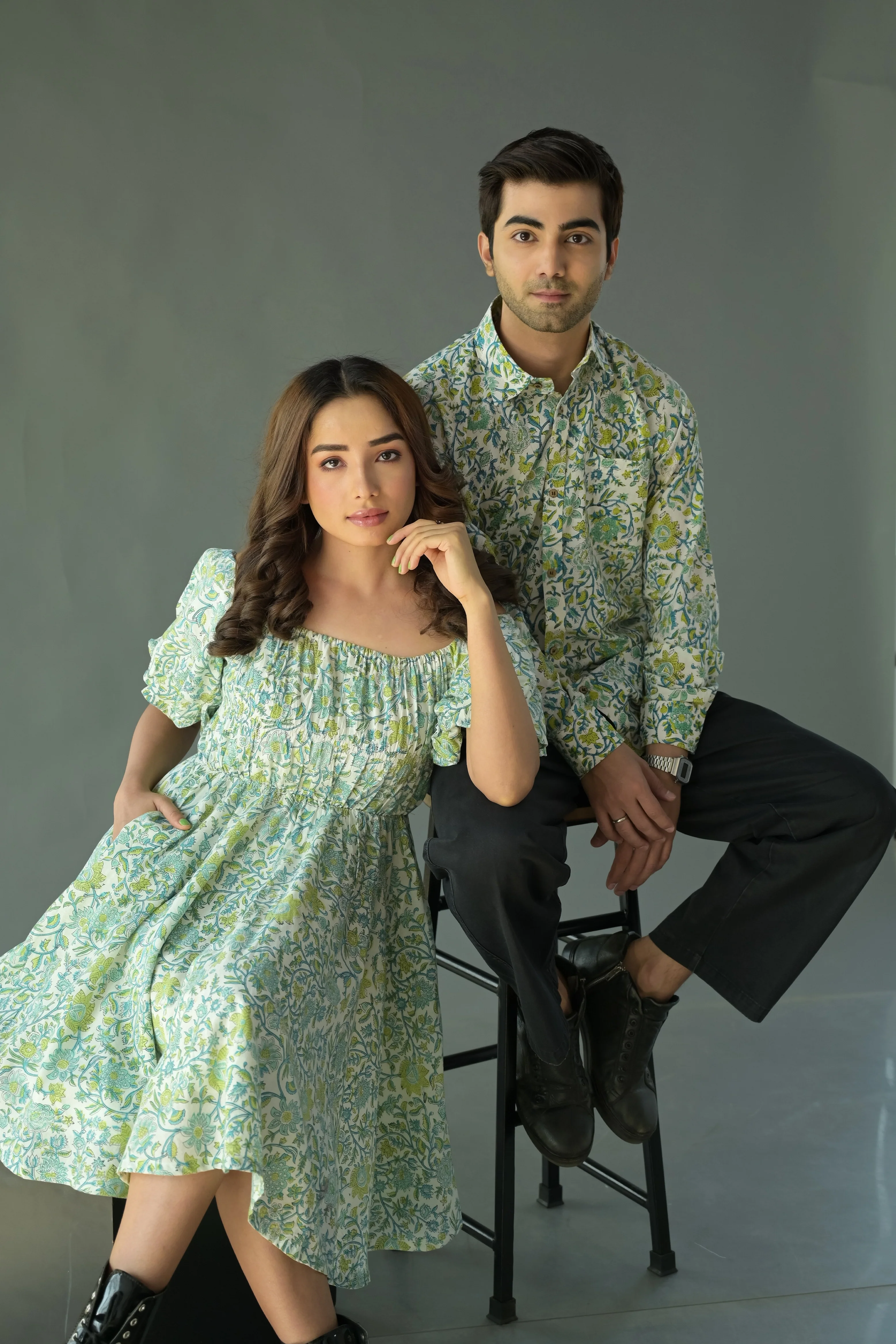 White Floral 'Fairytale' Cotton Dress & Shirt Combo - Image 3