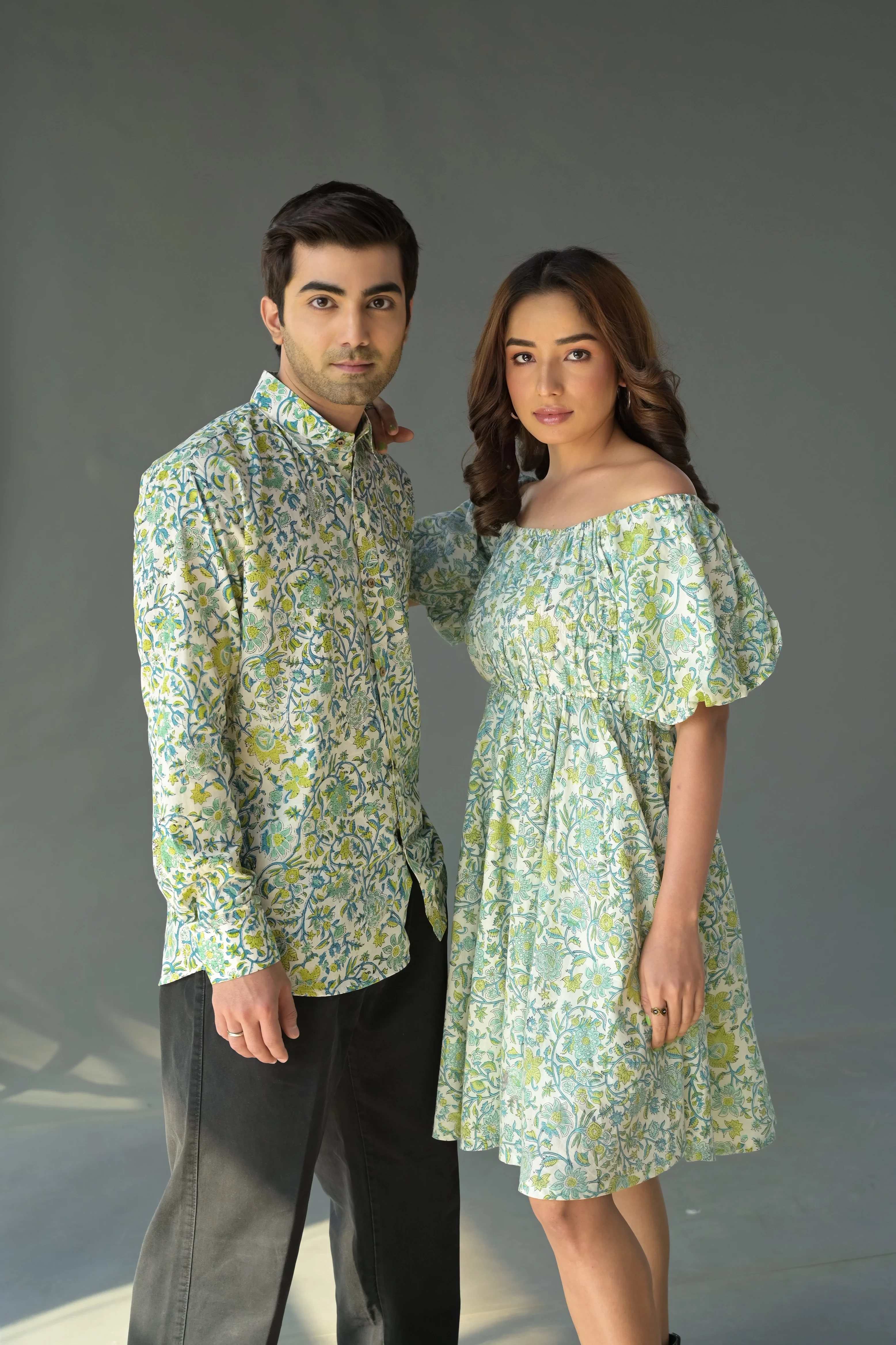 White Floral 'Fairytale' Cotton Dress & Shirt Combo - Image 4