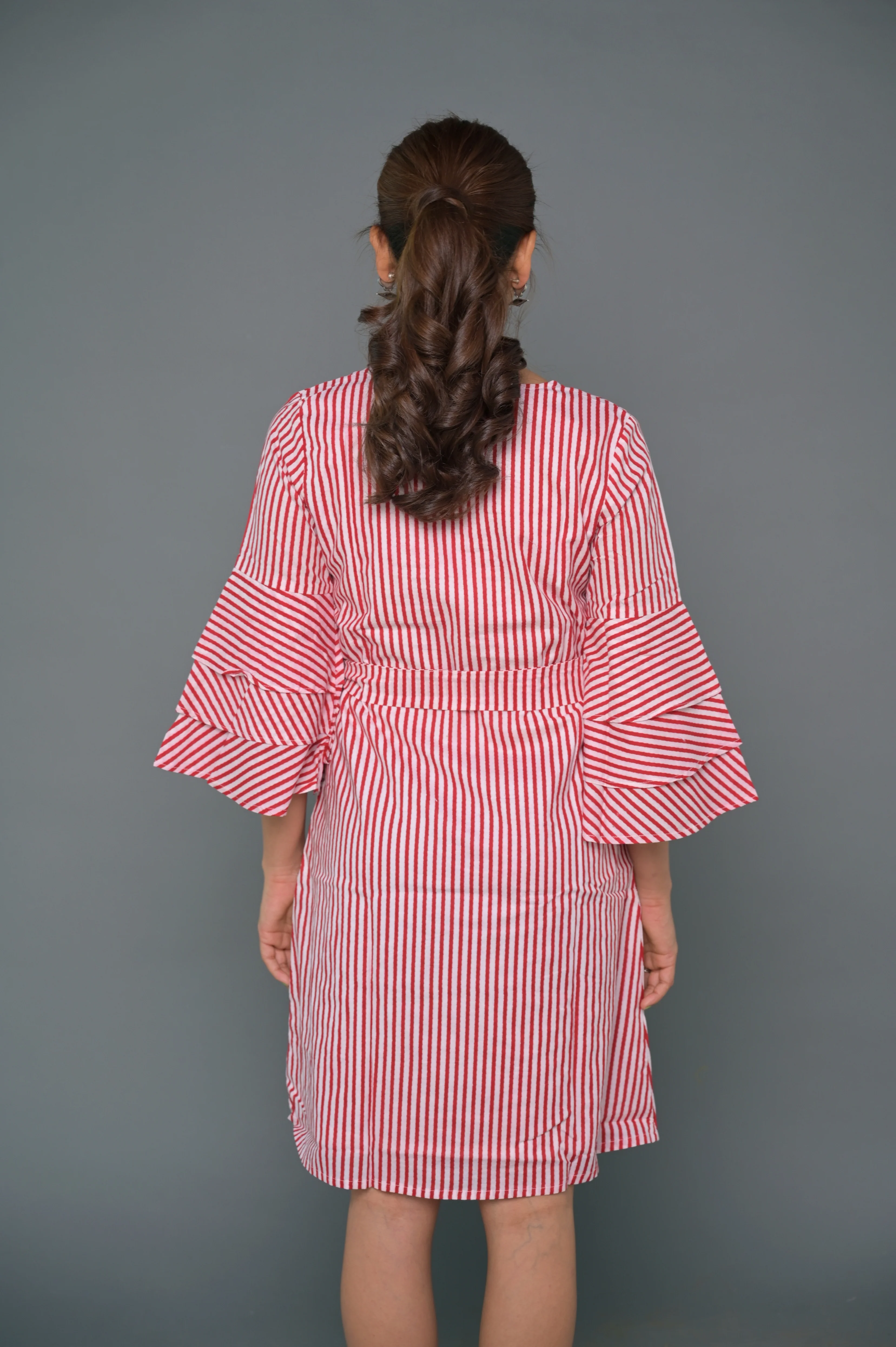 White & Red 'Spectacular' Striped Cotton Dress - Image 3